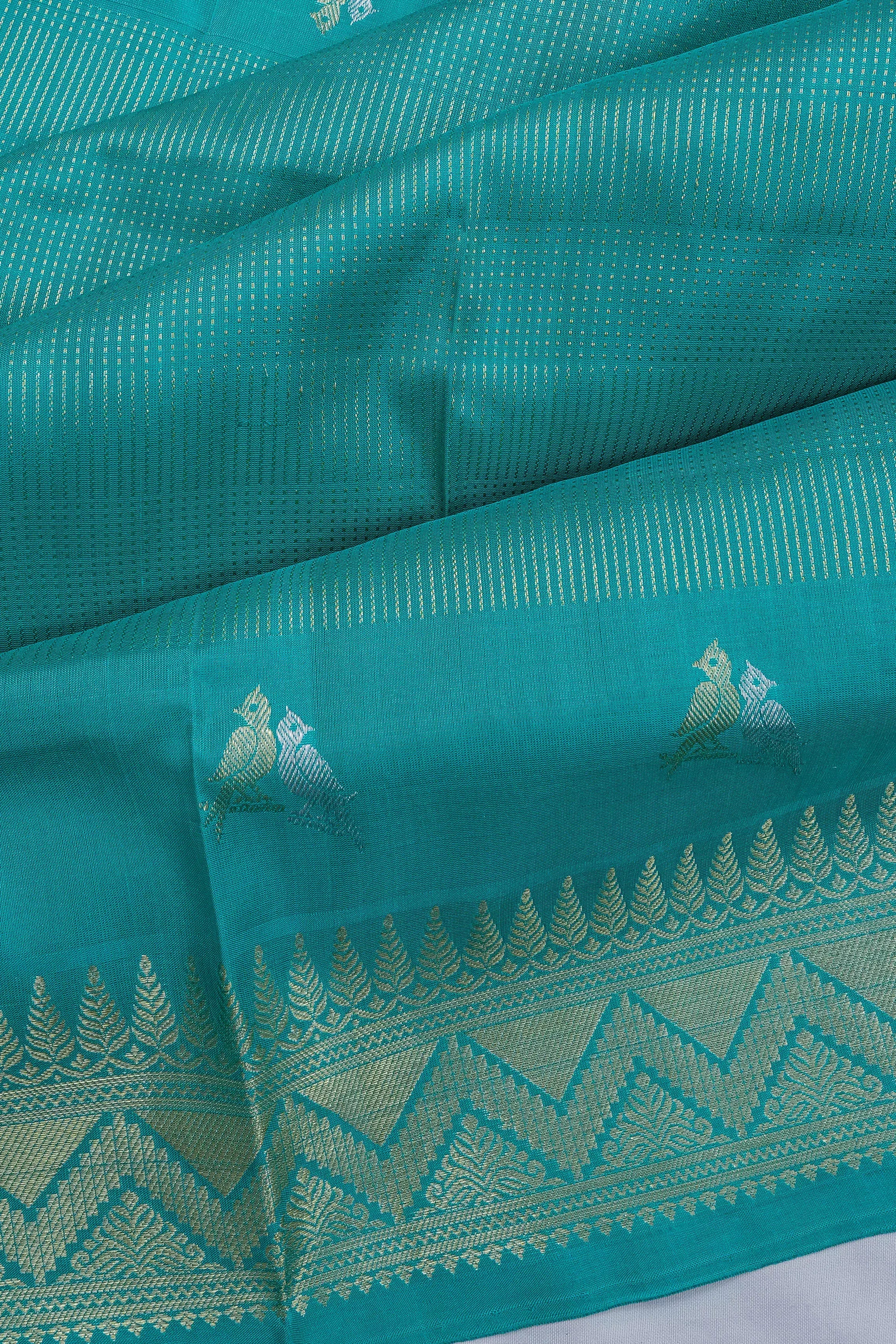 Venkatagiri Silk Brocade Sea Blue Saree