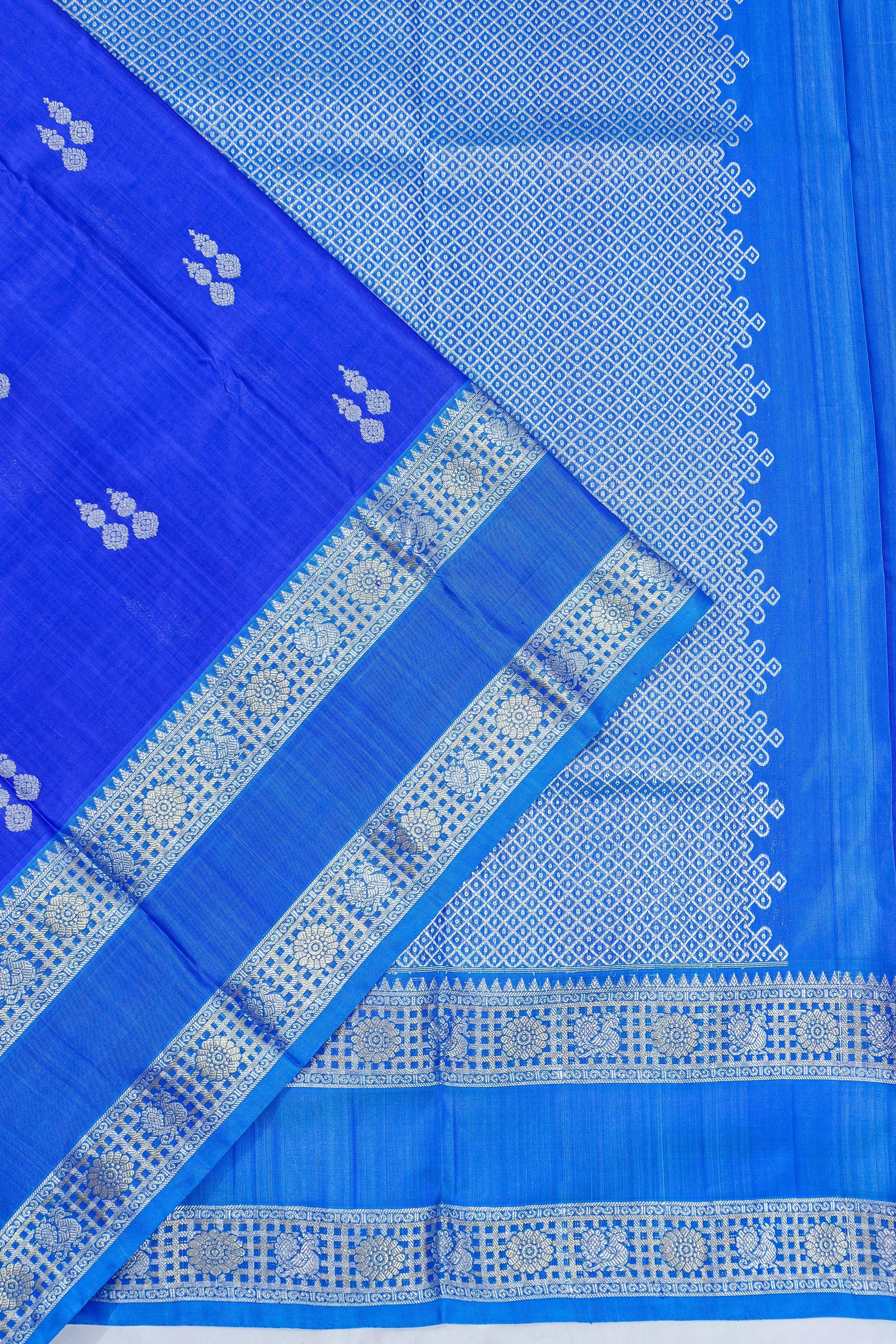 Venkatagiri Silk Butta Royal Blue Saree