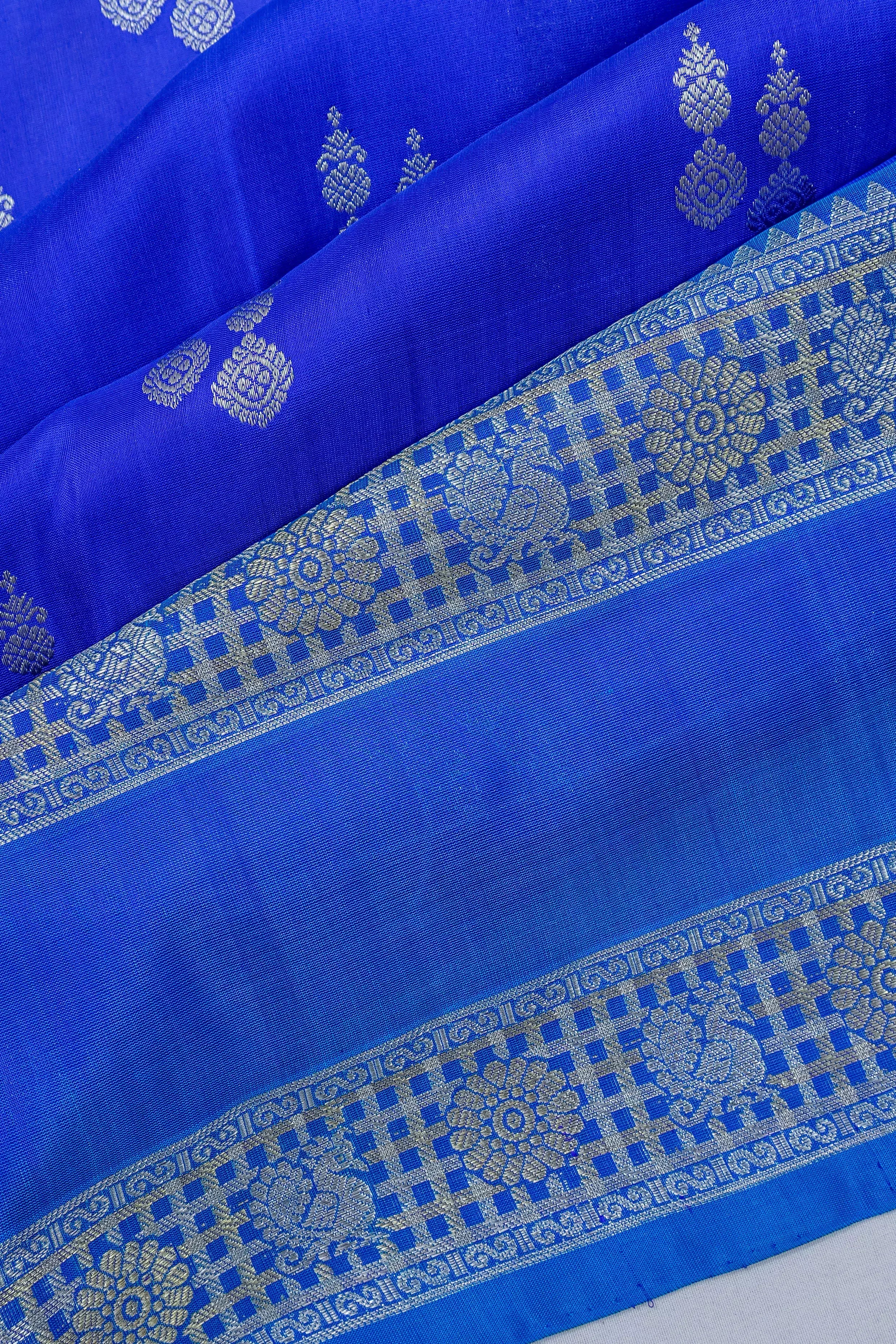 Venkatagiri Silk Butta Royal Blue Saree