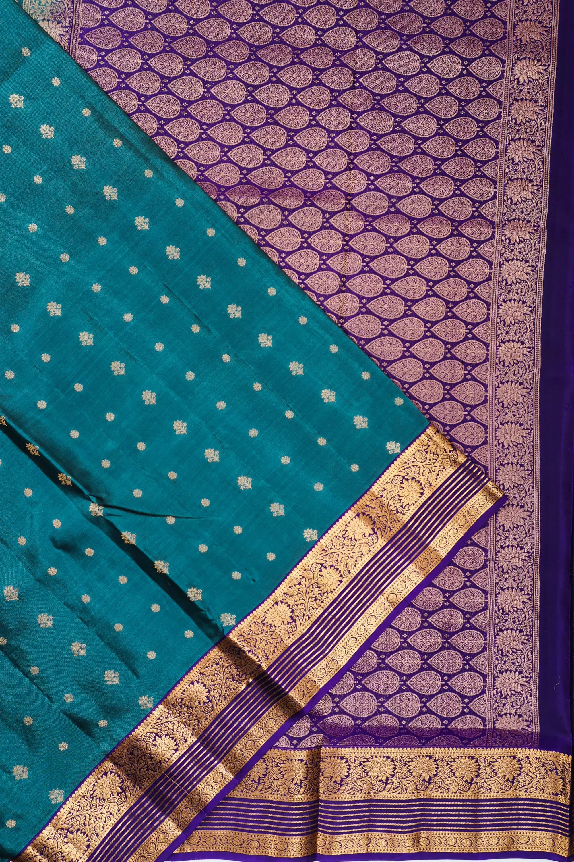 Soft Silk Brocade Teal Blue Saree