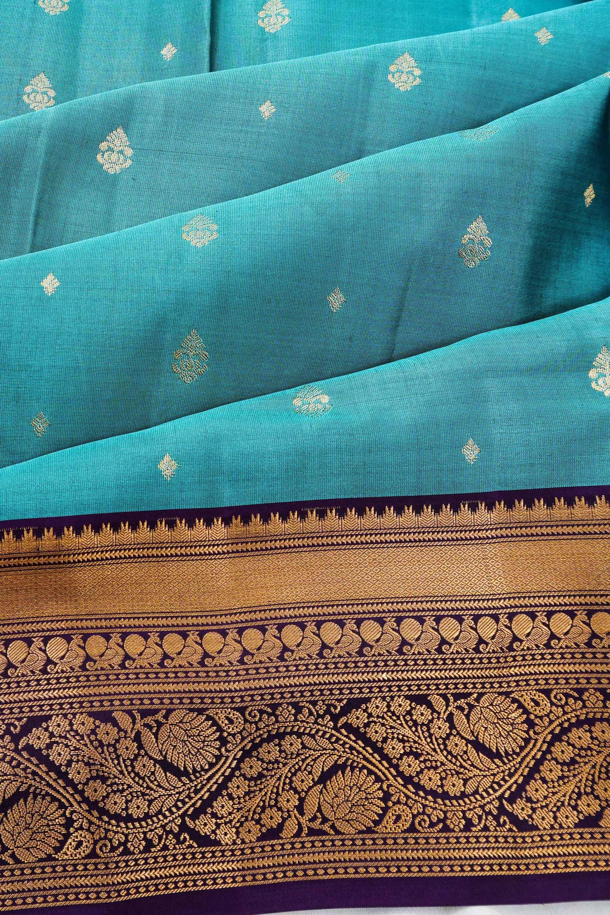 Soft Silk Brocade Blue Saree