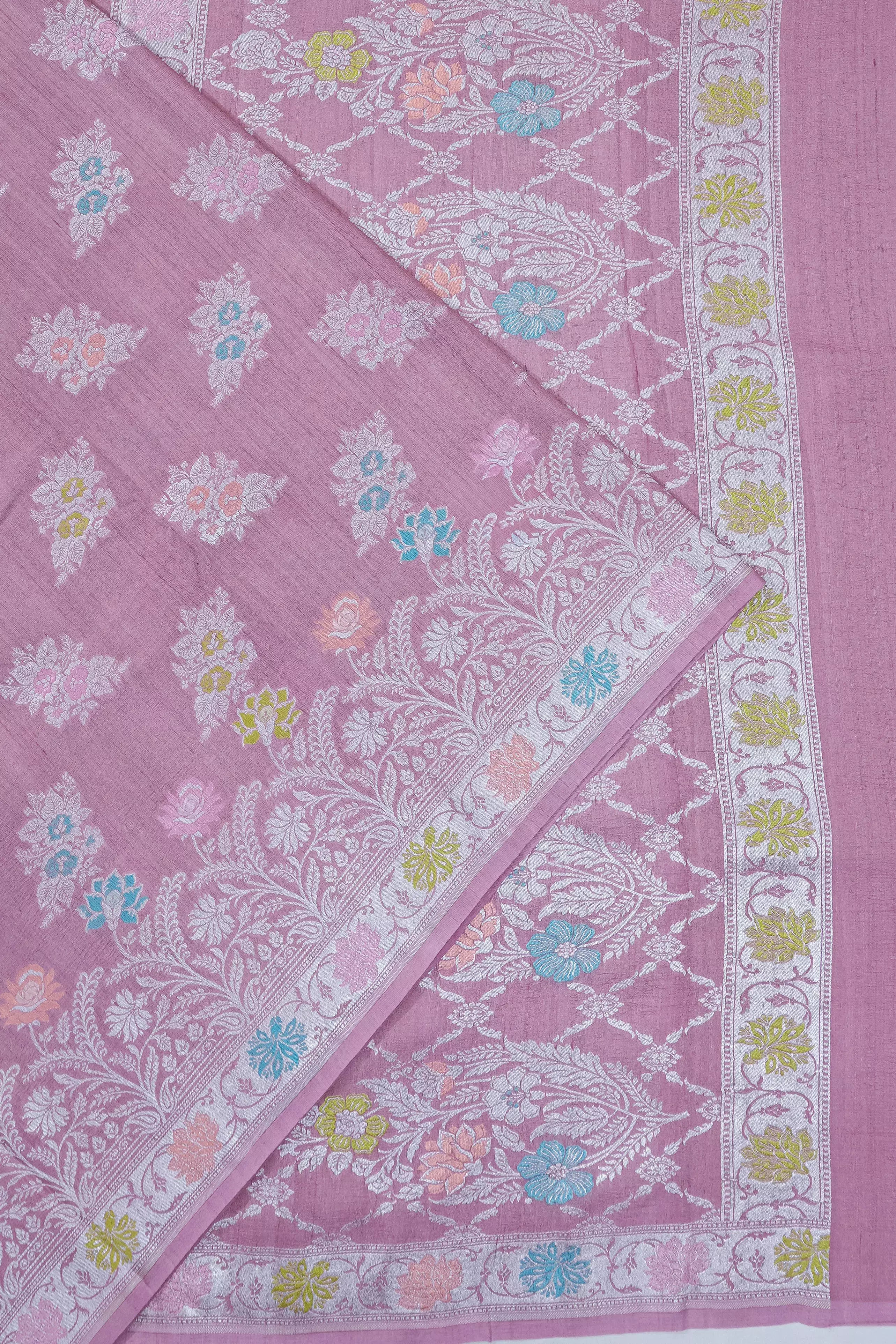 Vaanya Banaras Tussar Georgette Butta Pink Saree