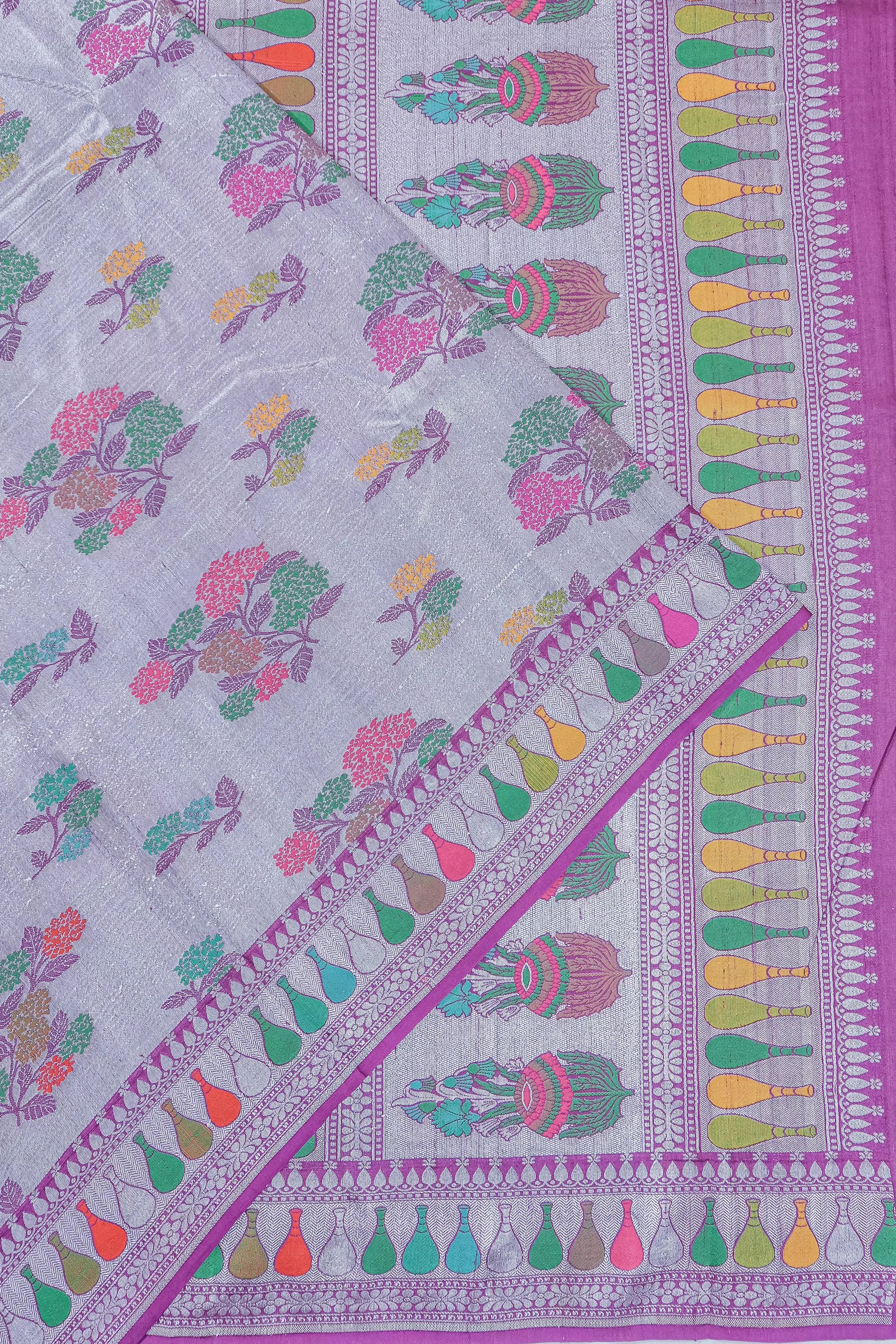 Vaanya Banaras Tussar Georgette Jaal Purple Saree