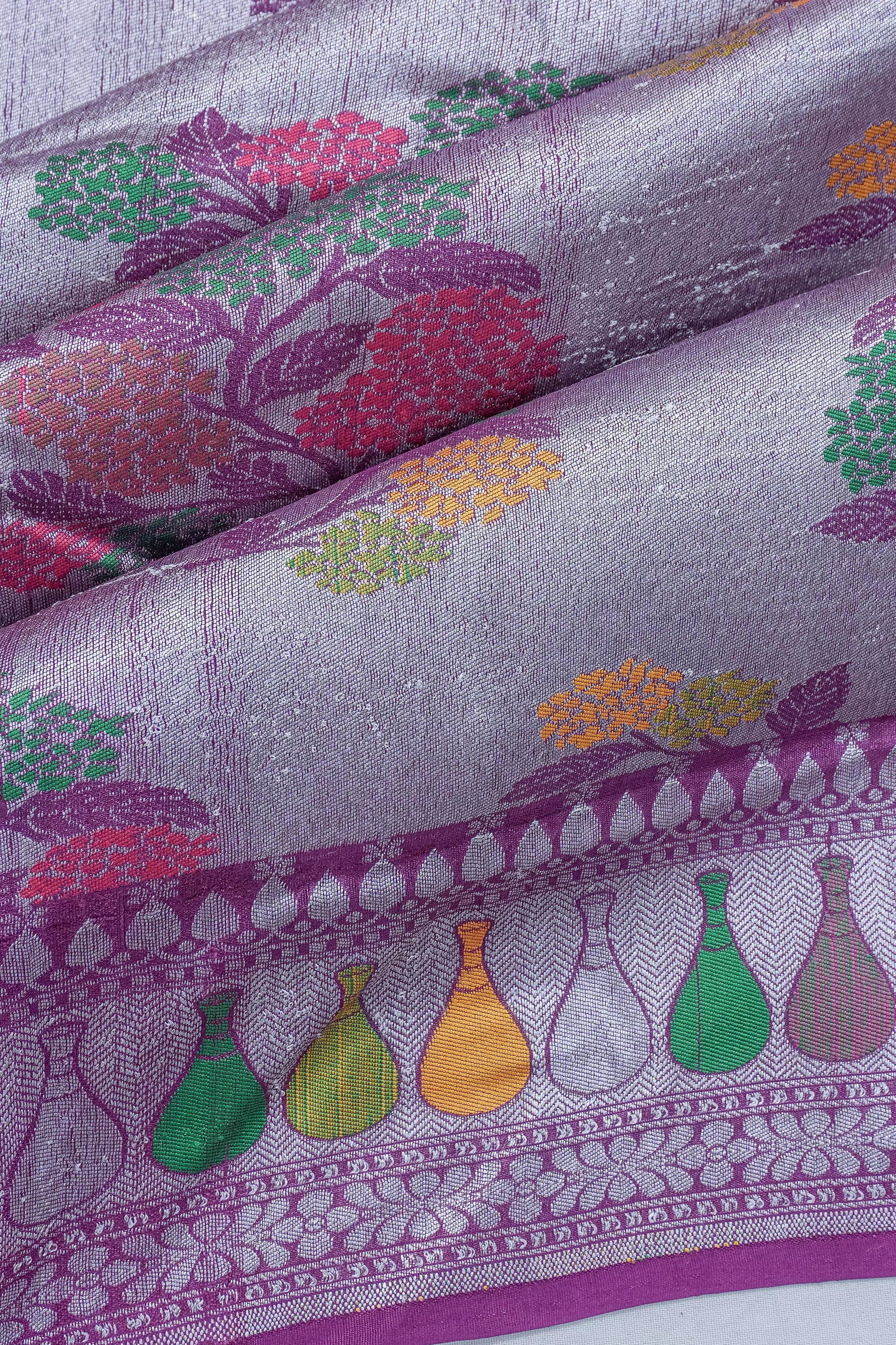 Vaanya Banaras Tussar Georgette Jaal Purple Saree