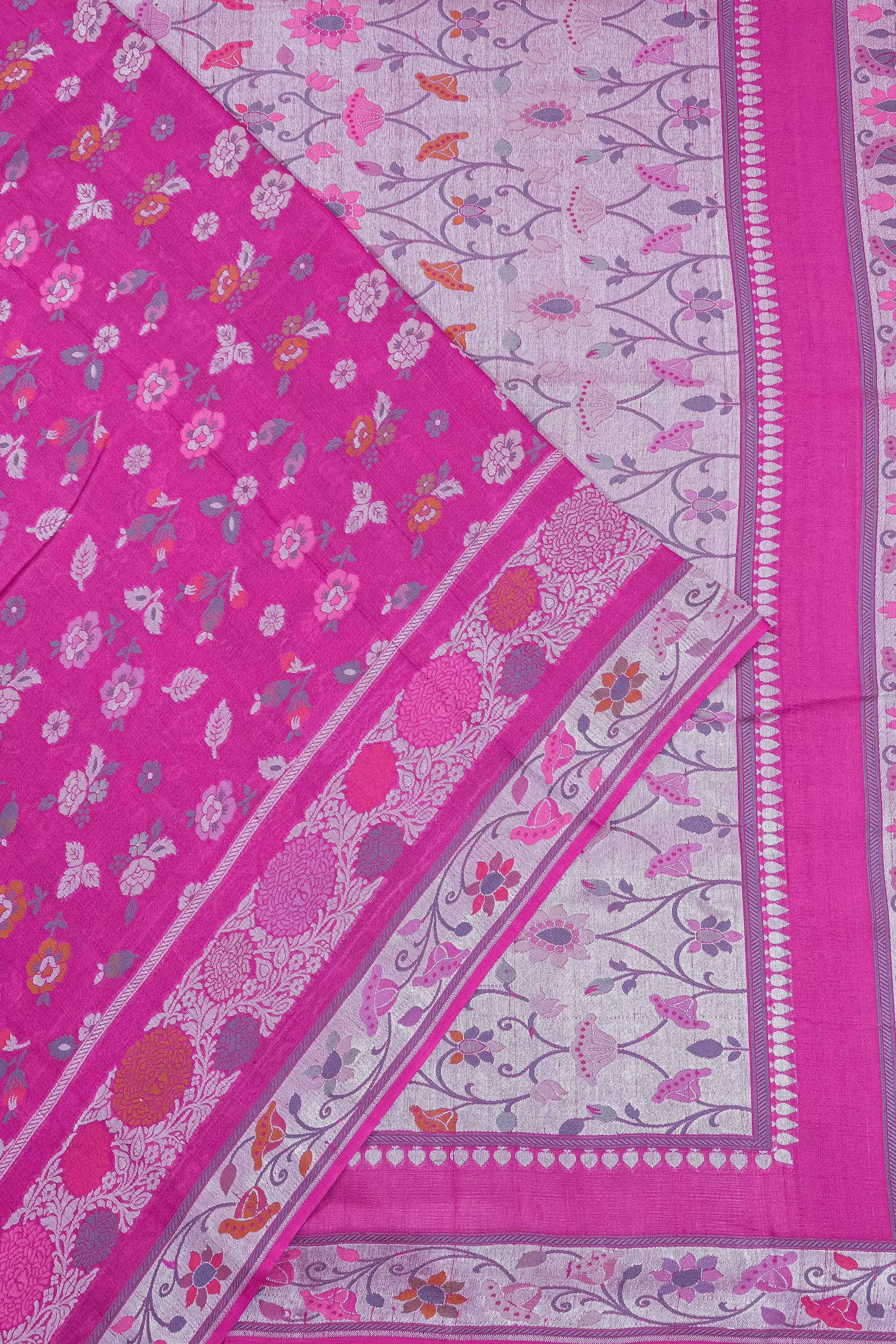 Vaanya Banaras Tussar Georgette Jaal Pink Saree