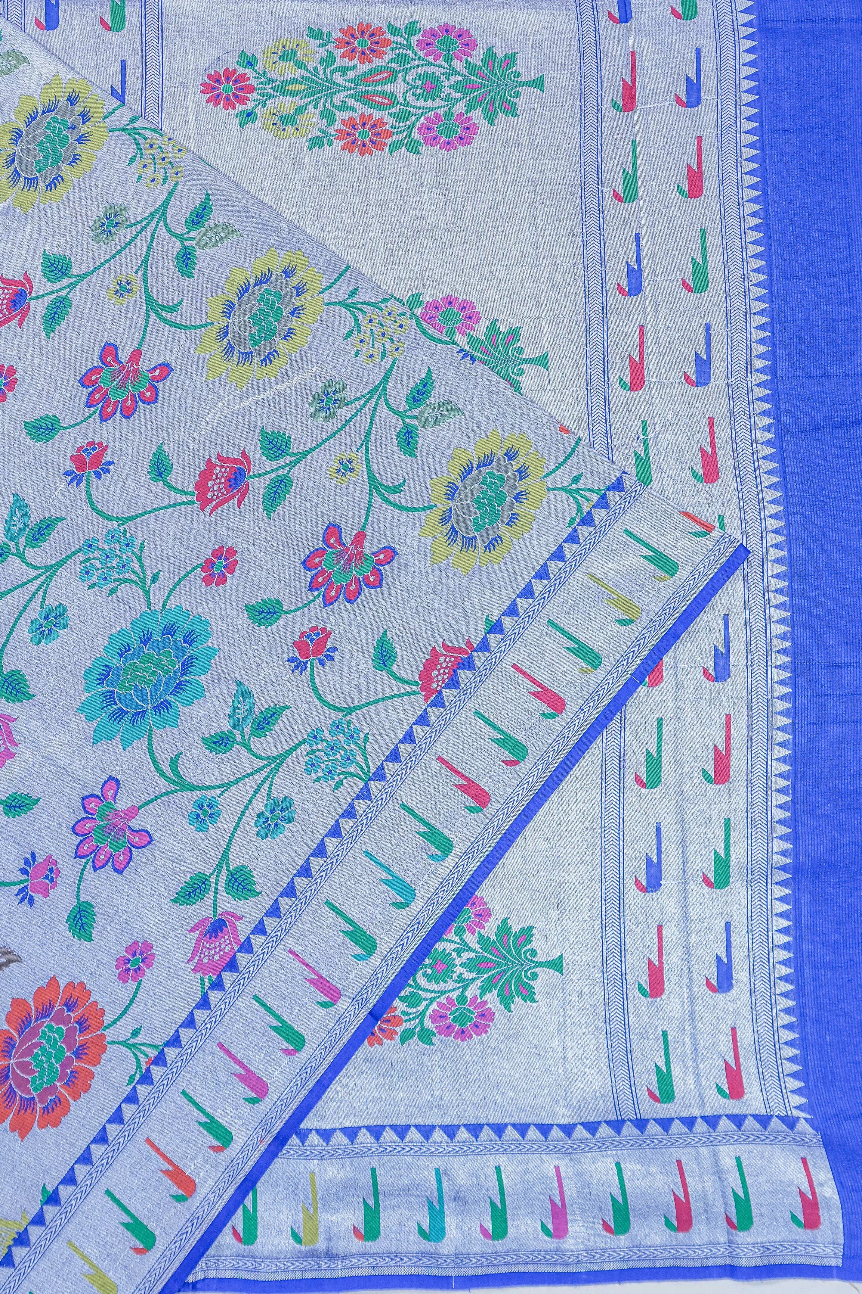 Vaanya Banaras Tussar Georgette Jaal Blue Saree