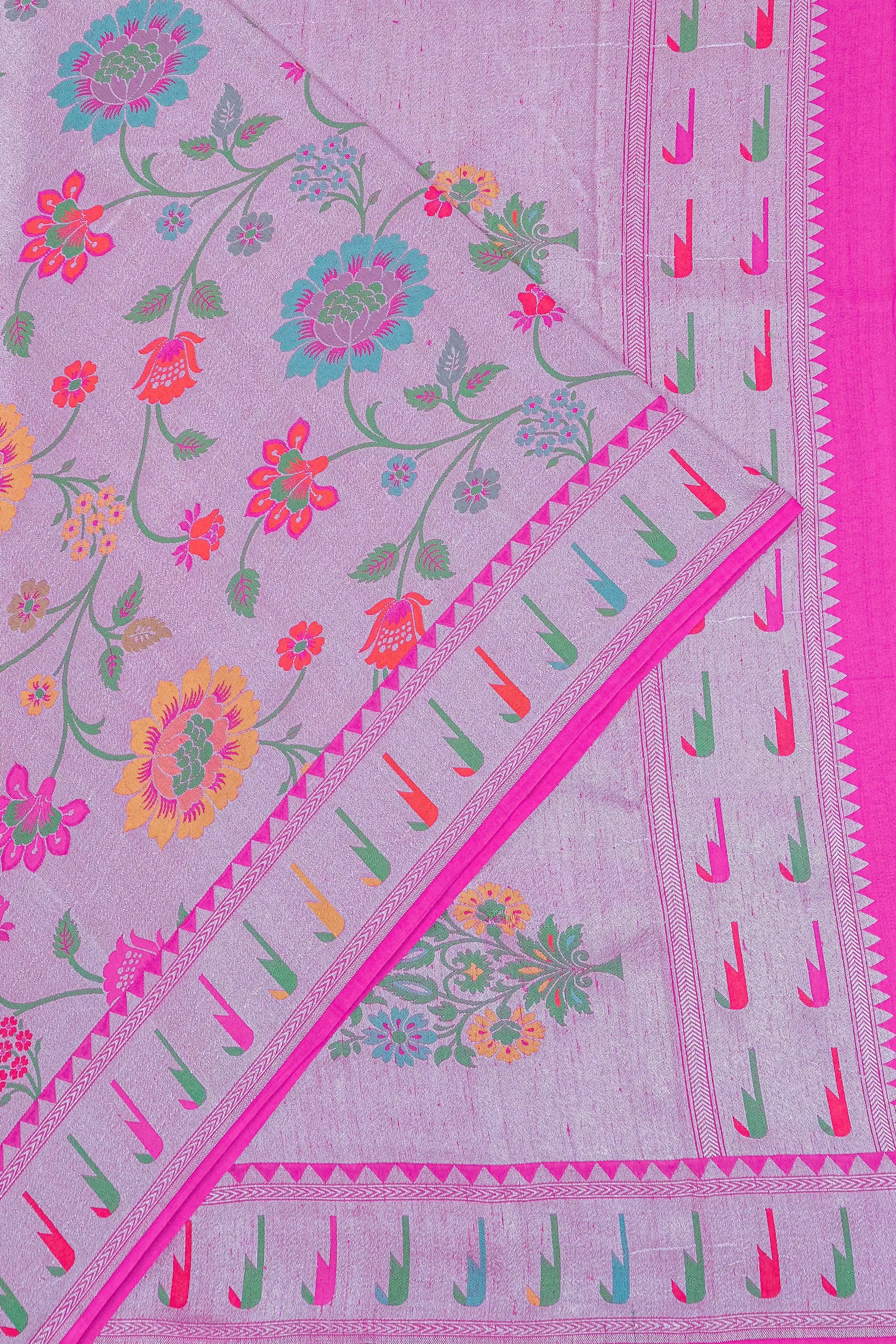 Vaanya Banaras Tussar Georgette Jaal Pink Saree