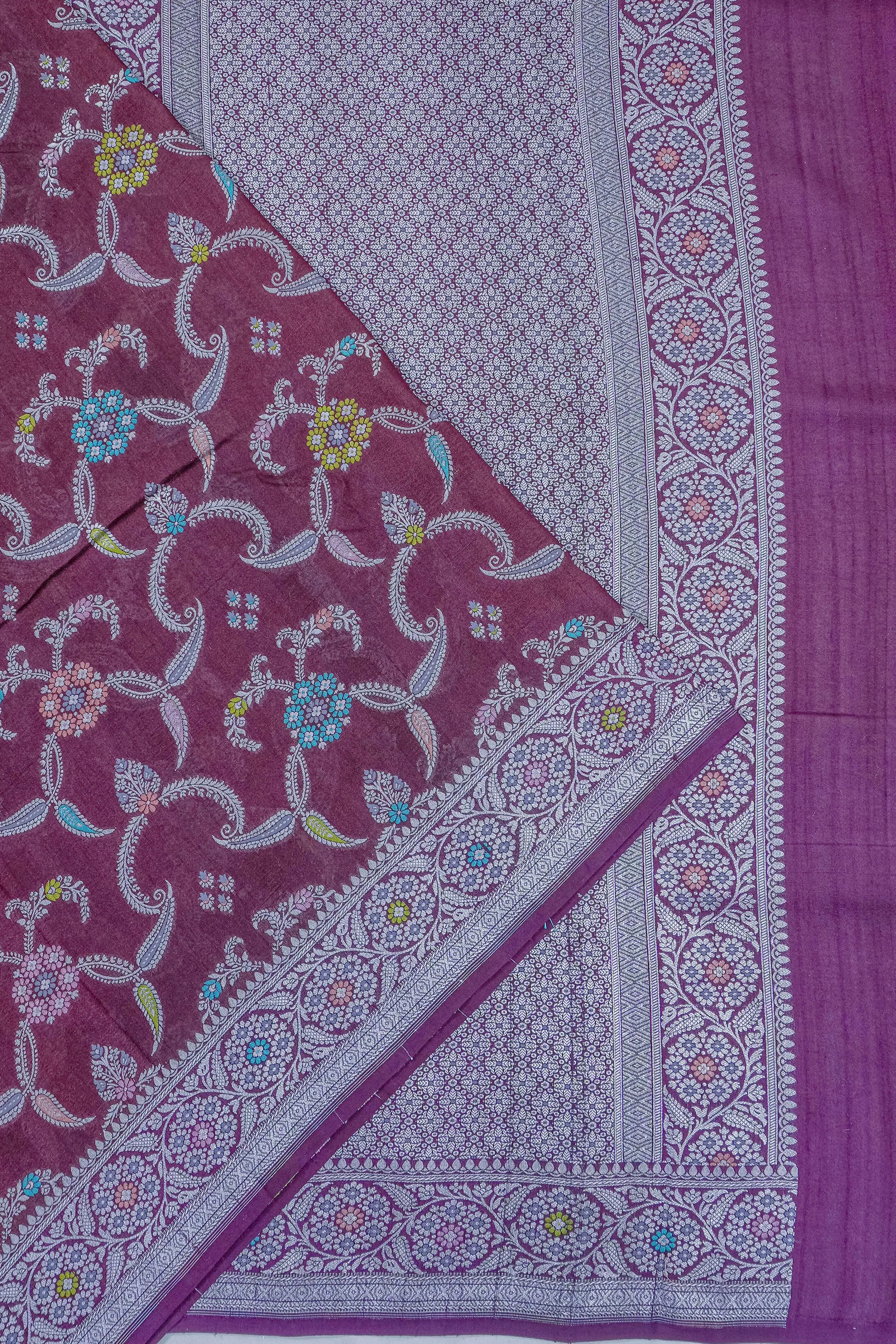Vaanya Banaras Tussar Georgette Jaal Maroon Saree