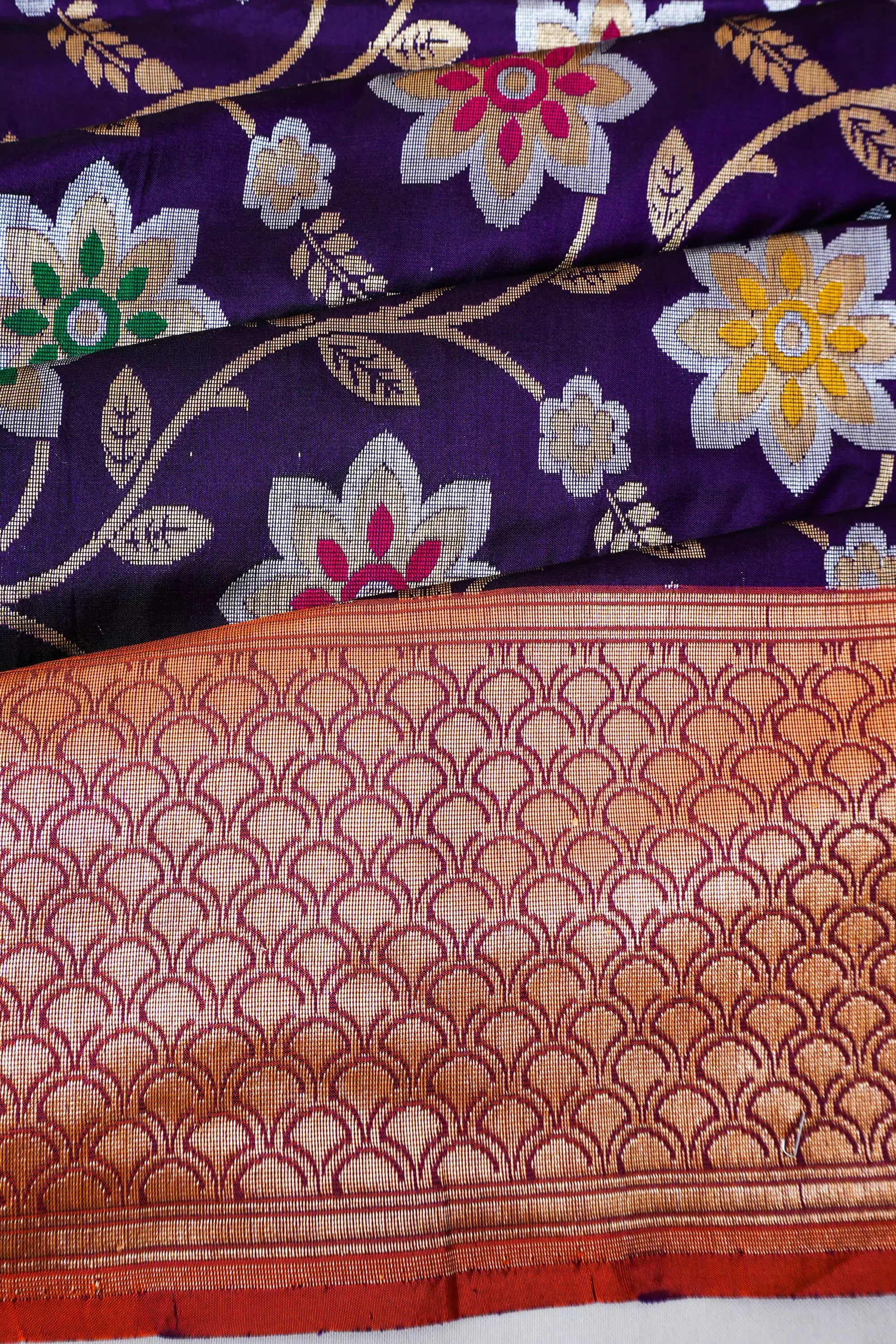 Vaanya Banaras Silk Brocade Purple Saree