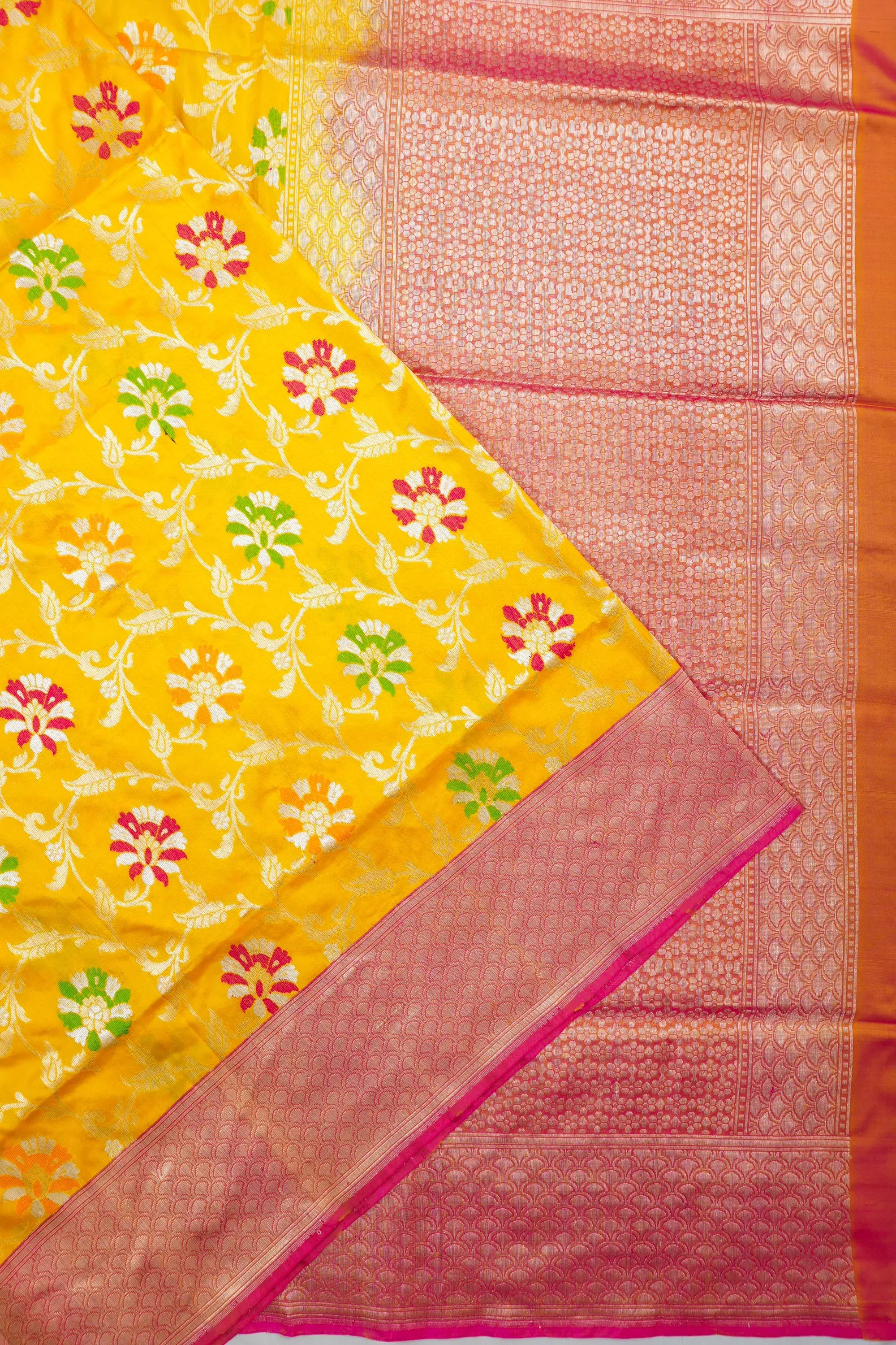 Vaanya Banaras Silk Brocade Yellow Saree