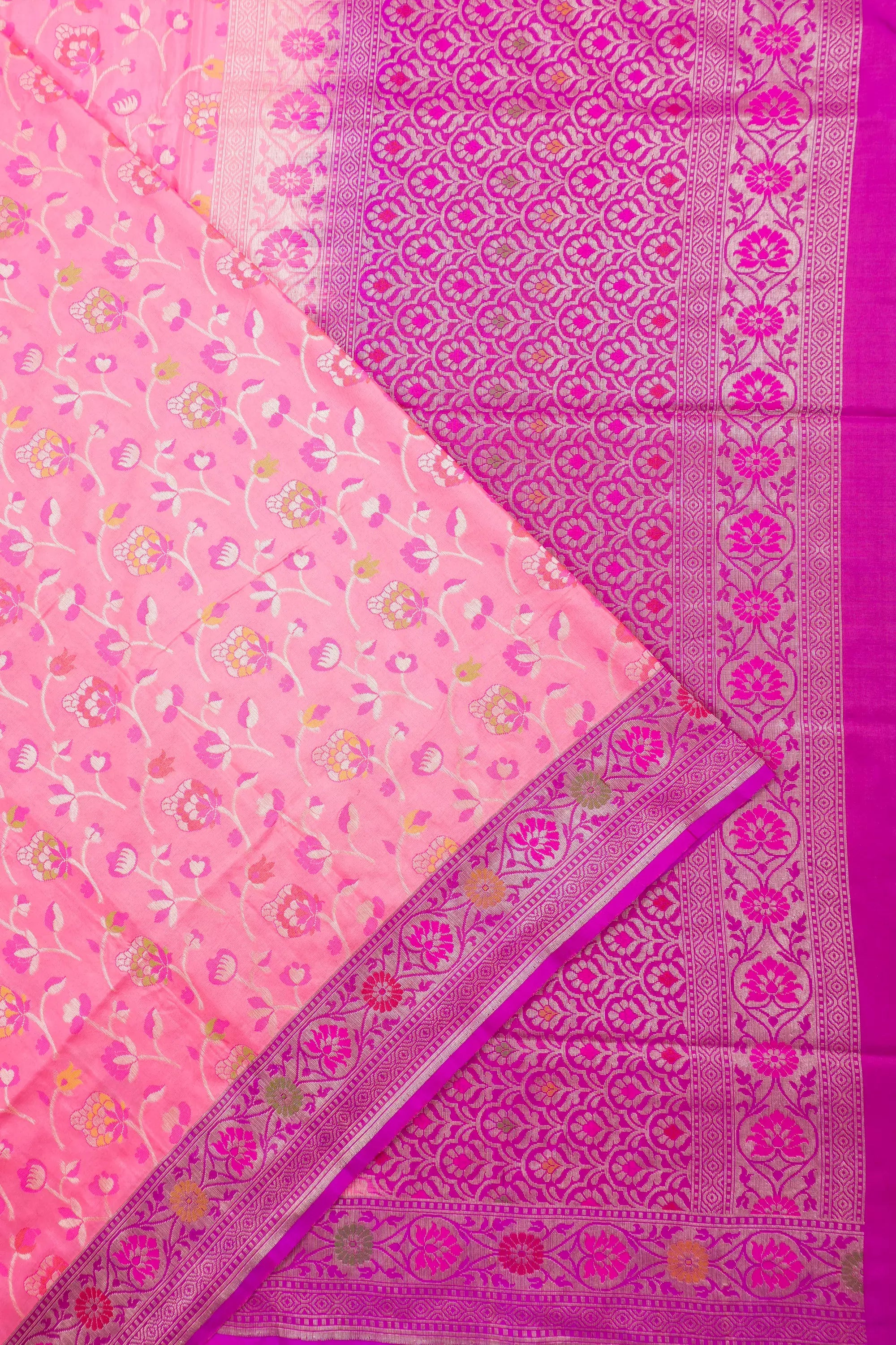 Vaanya Banaras Silk Brocade Pink Saree