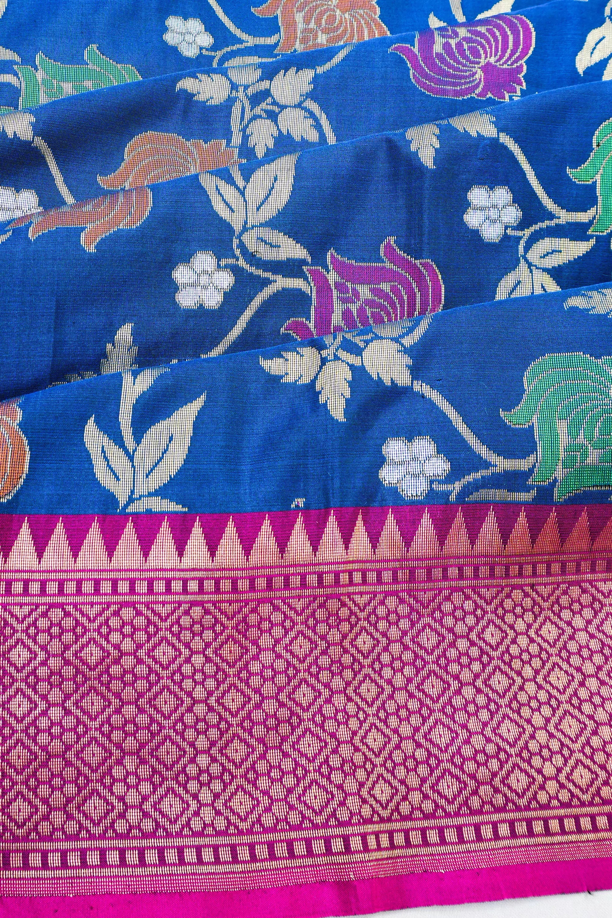 Vaanya Banaras Silk Brocade Blue Saree