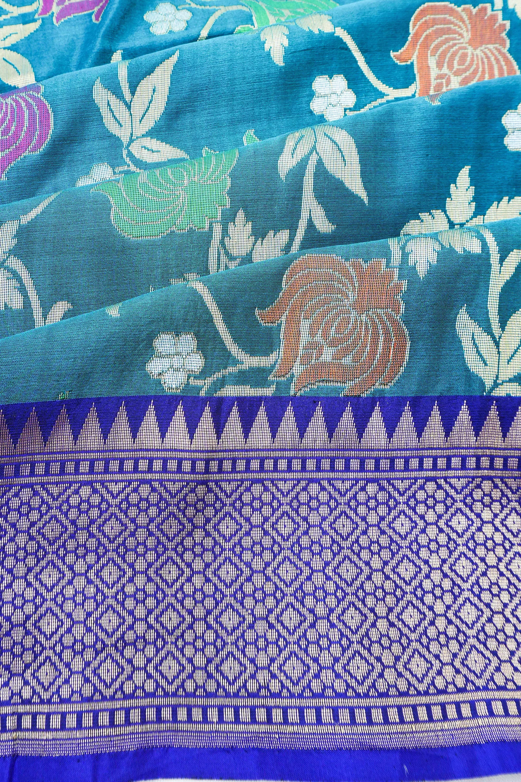 Vaanya Banaras Silk Brocade Blue Saree