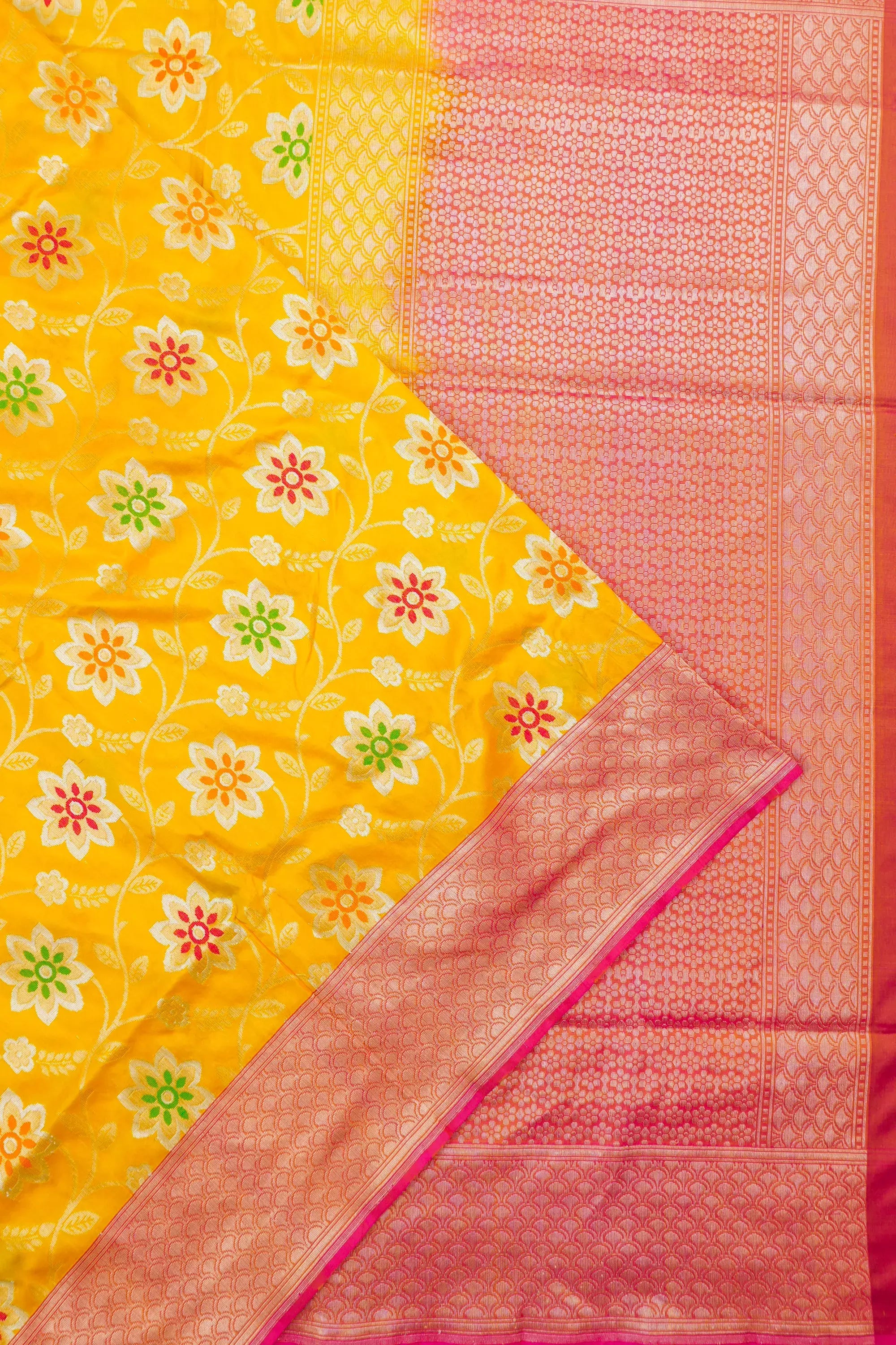 Vaanya Banaras Silk Brocade Yellow Saree