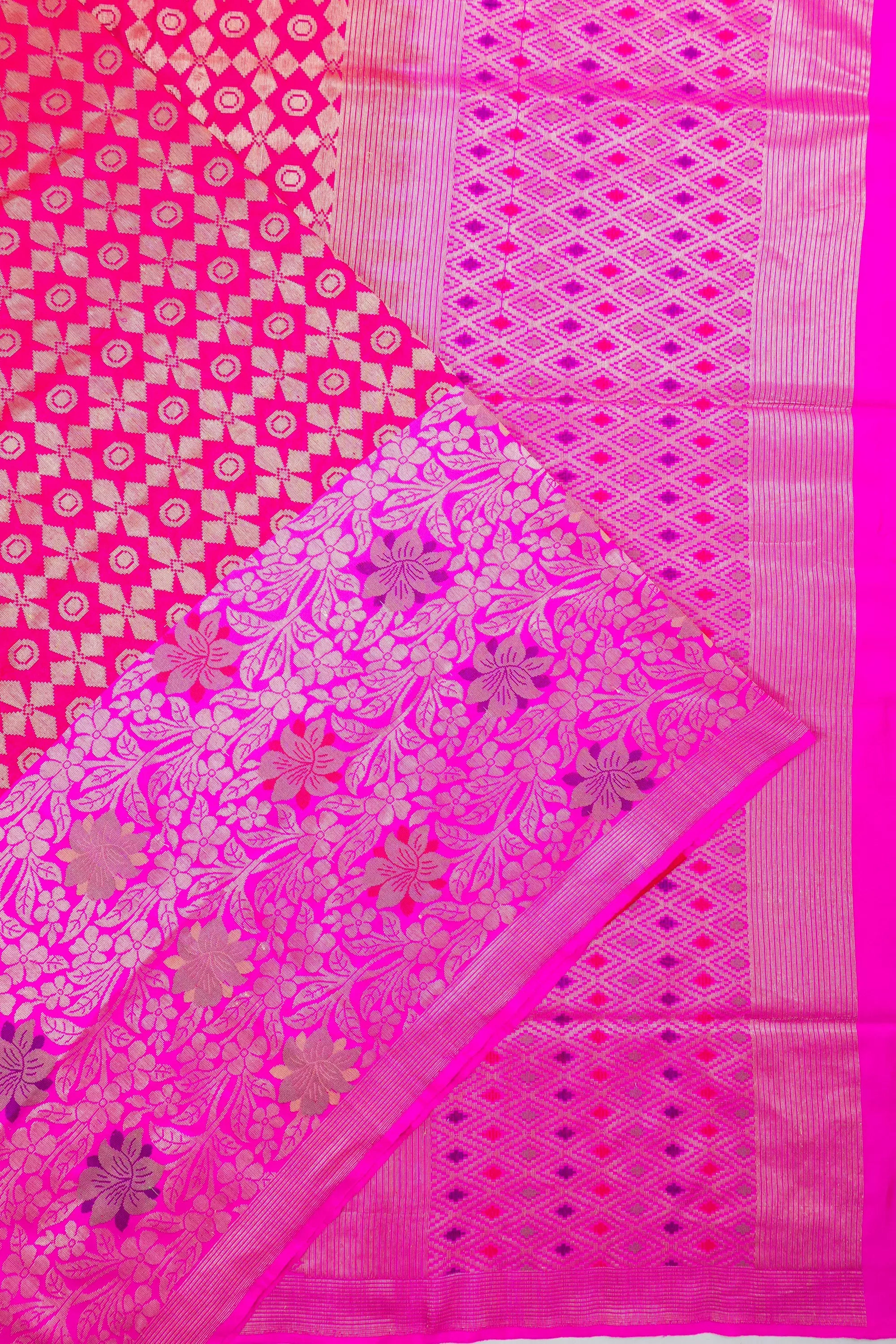 Vaanya Banaras Silk Brocade Pink Saree