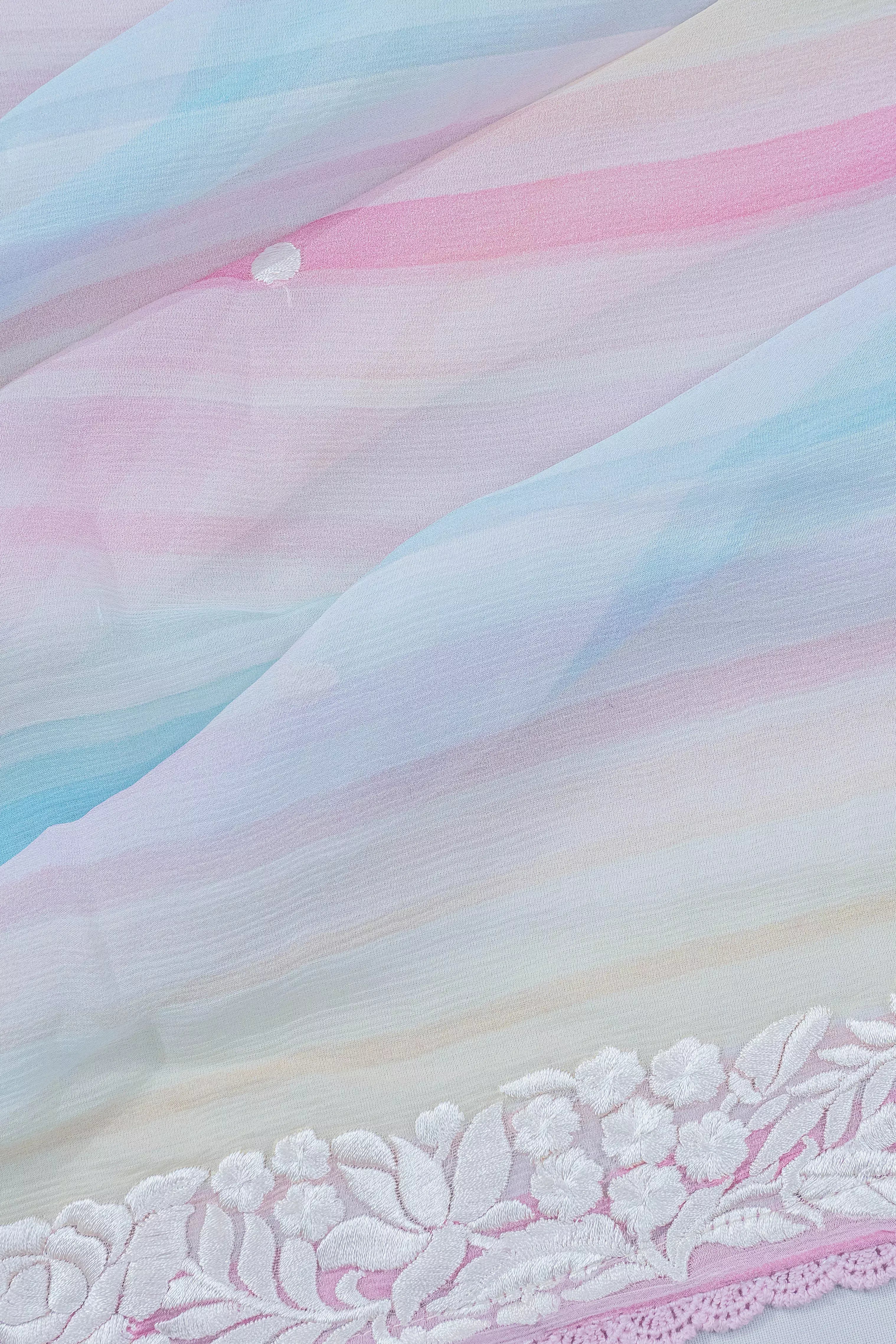Organza Lines And Butta Multicolour Saree With Embroidery Border