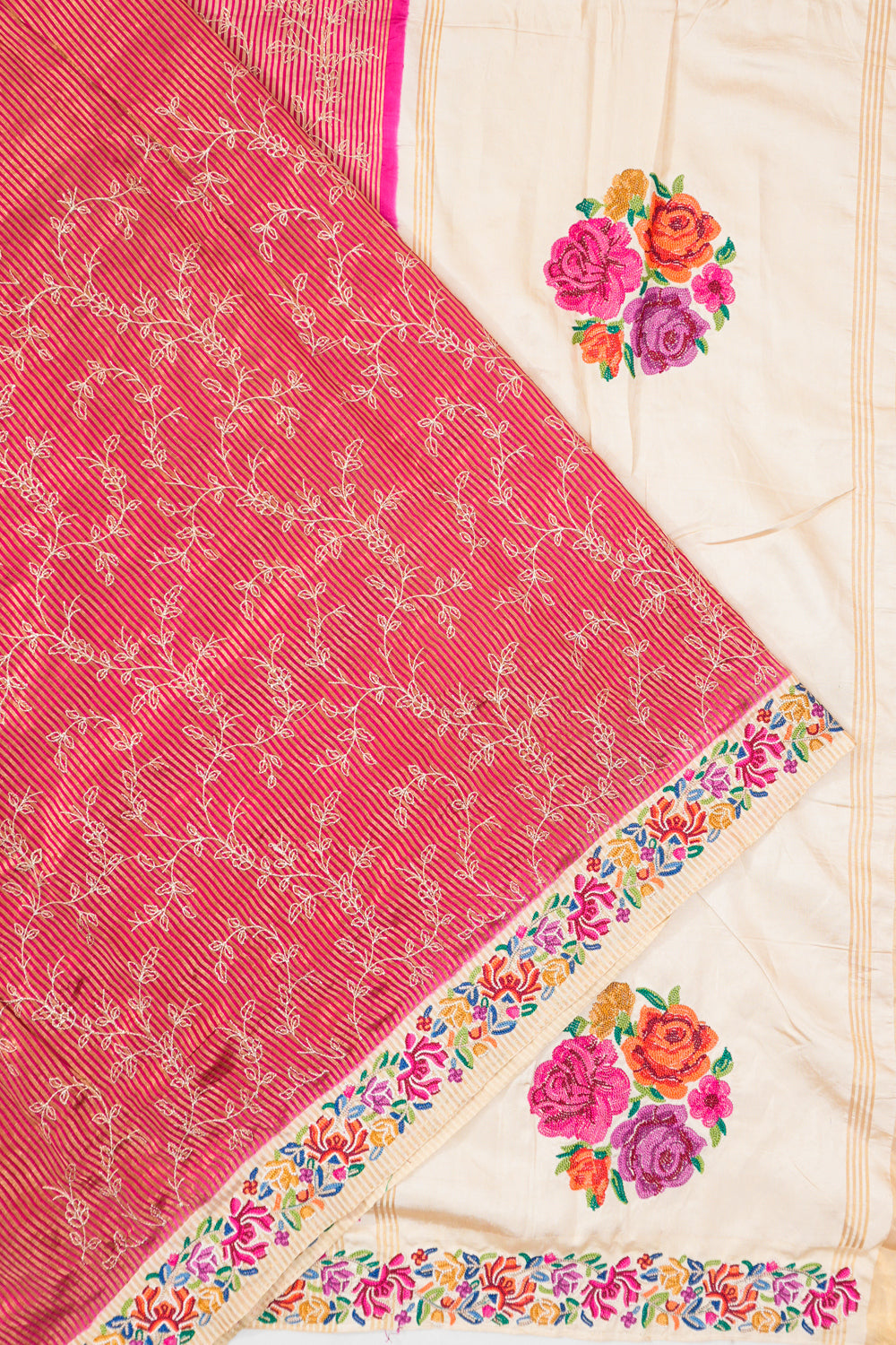 Organza Brocade Pink Saree With Embroidery Border
