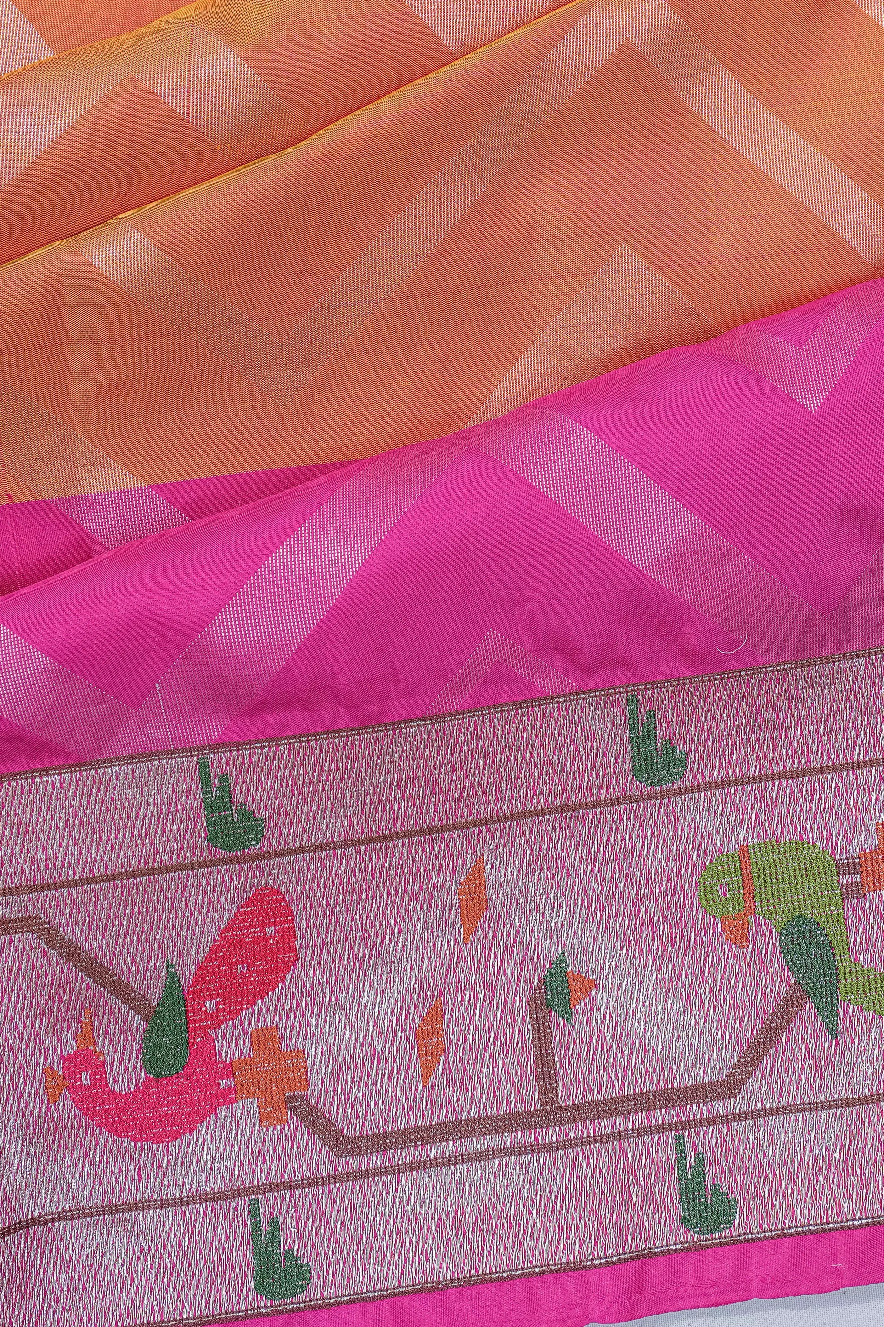 Soft Silk Zig Zag lines Multicolour Saree With Embroidery Border