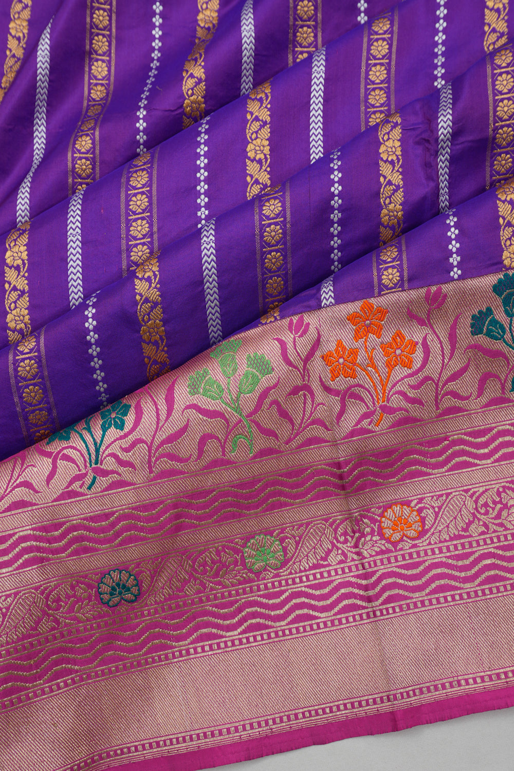 Vaanya Banaras Silk Brocade Purple Saree