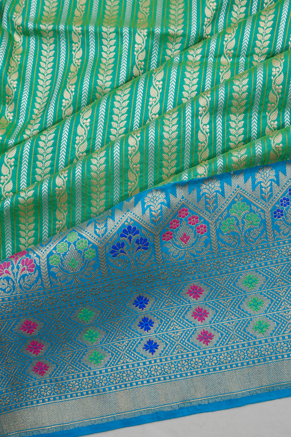 Vaanya Banaras Silk Brocade Green Saree