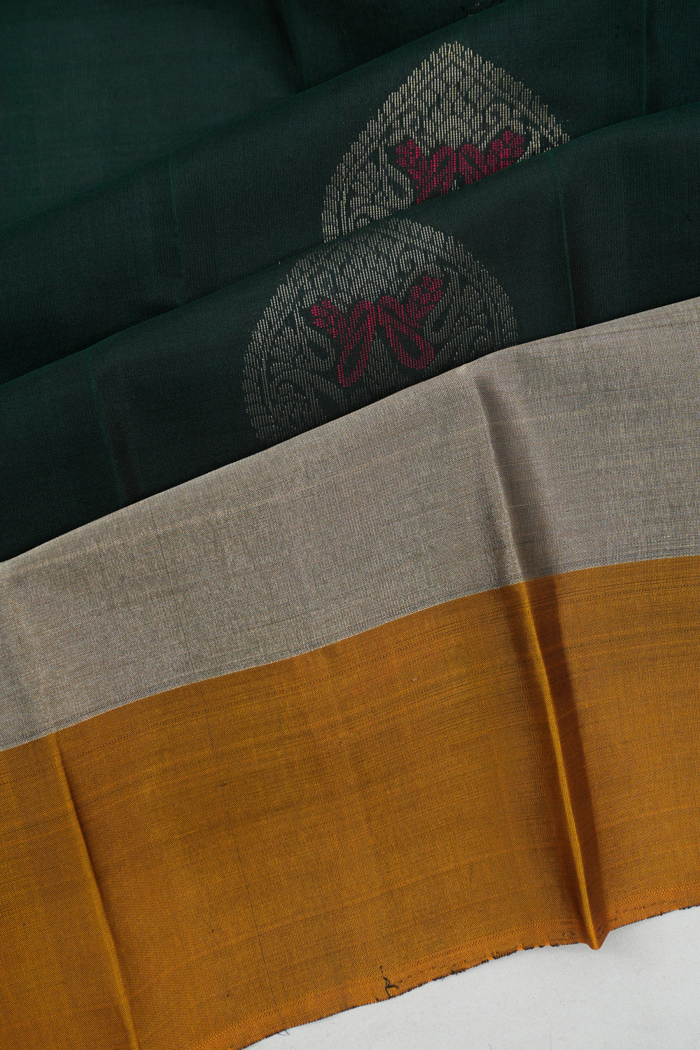 Soft Silk Butta Bottle Green Saree