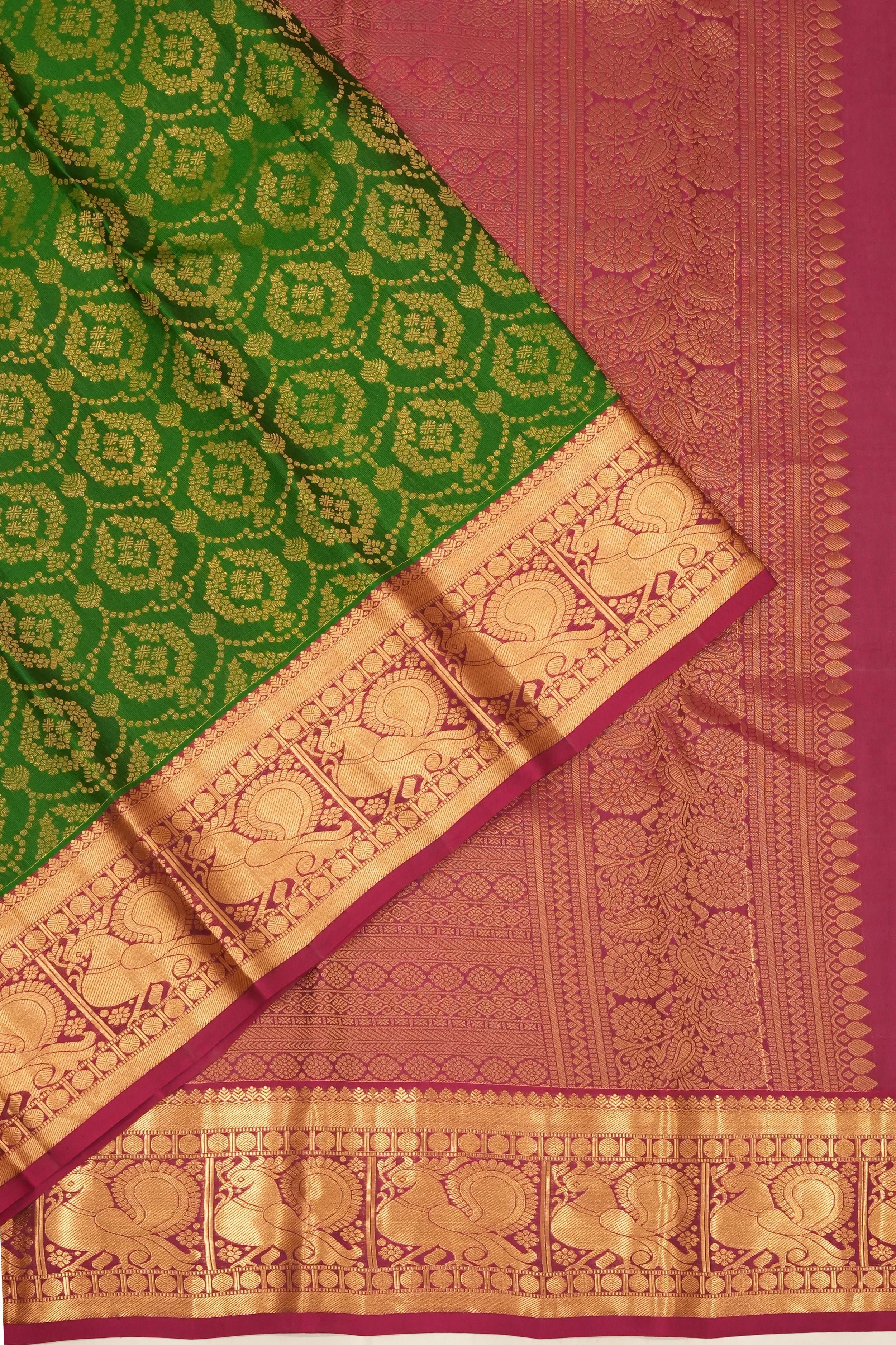 Coimbatore Soft Silk Brocade Green Saree
