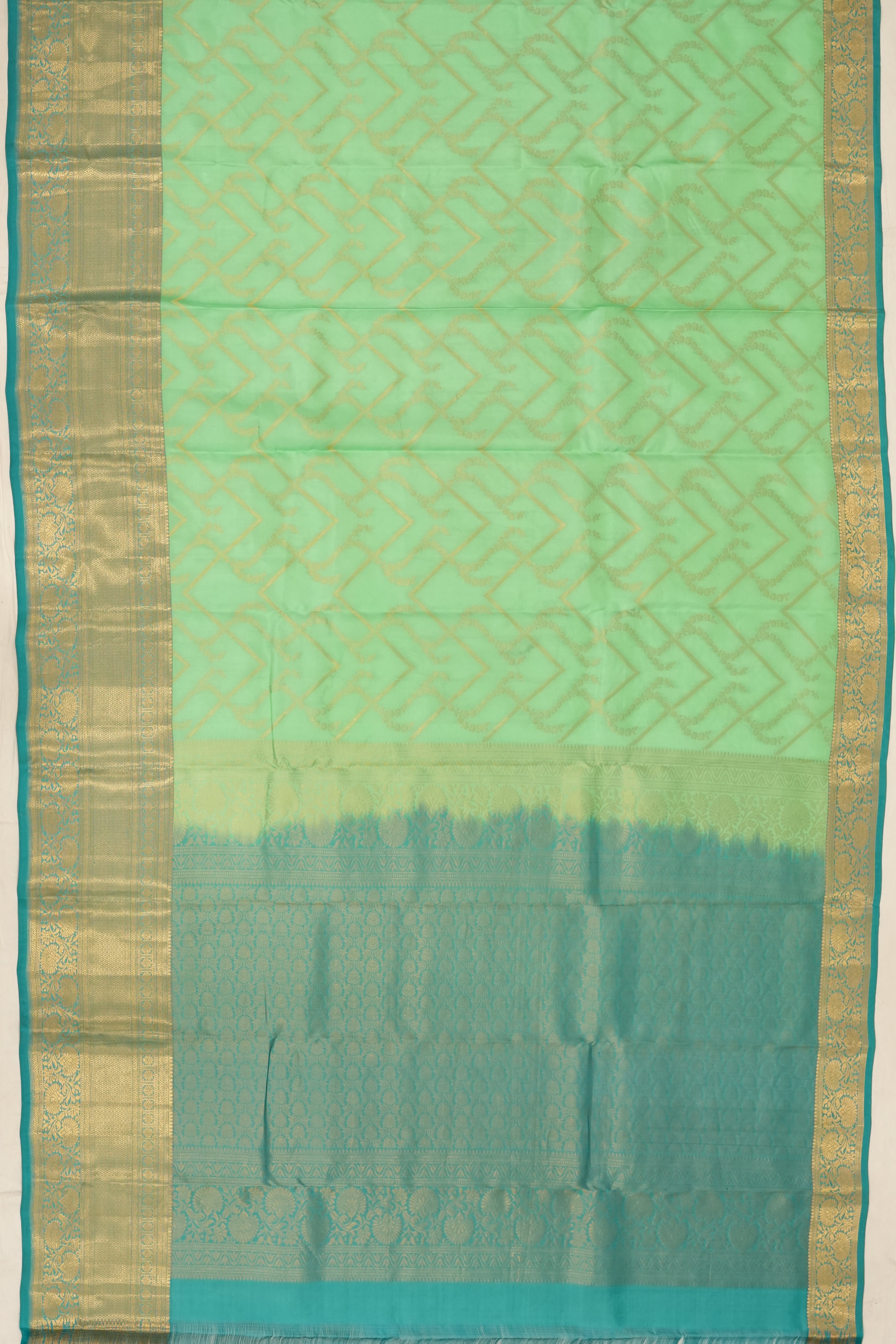 Coimbatore Soft Silk Brocade Sea Green Saree