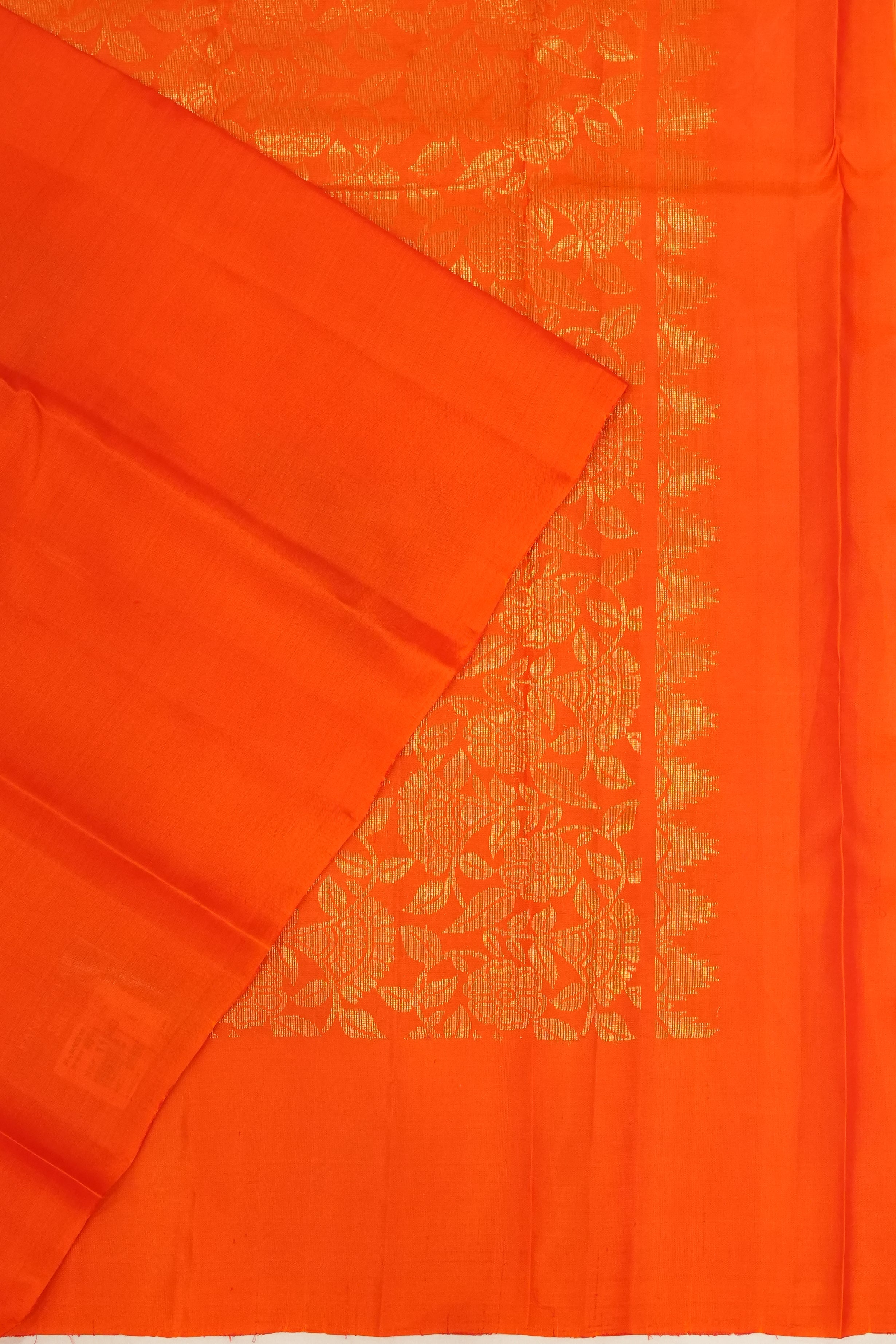 Soft Silk Butta Orange Saree
