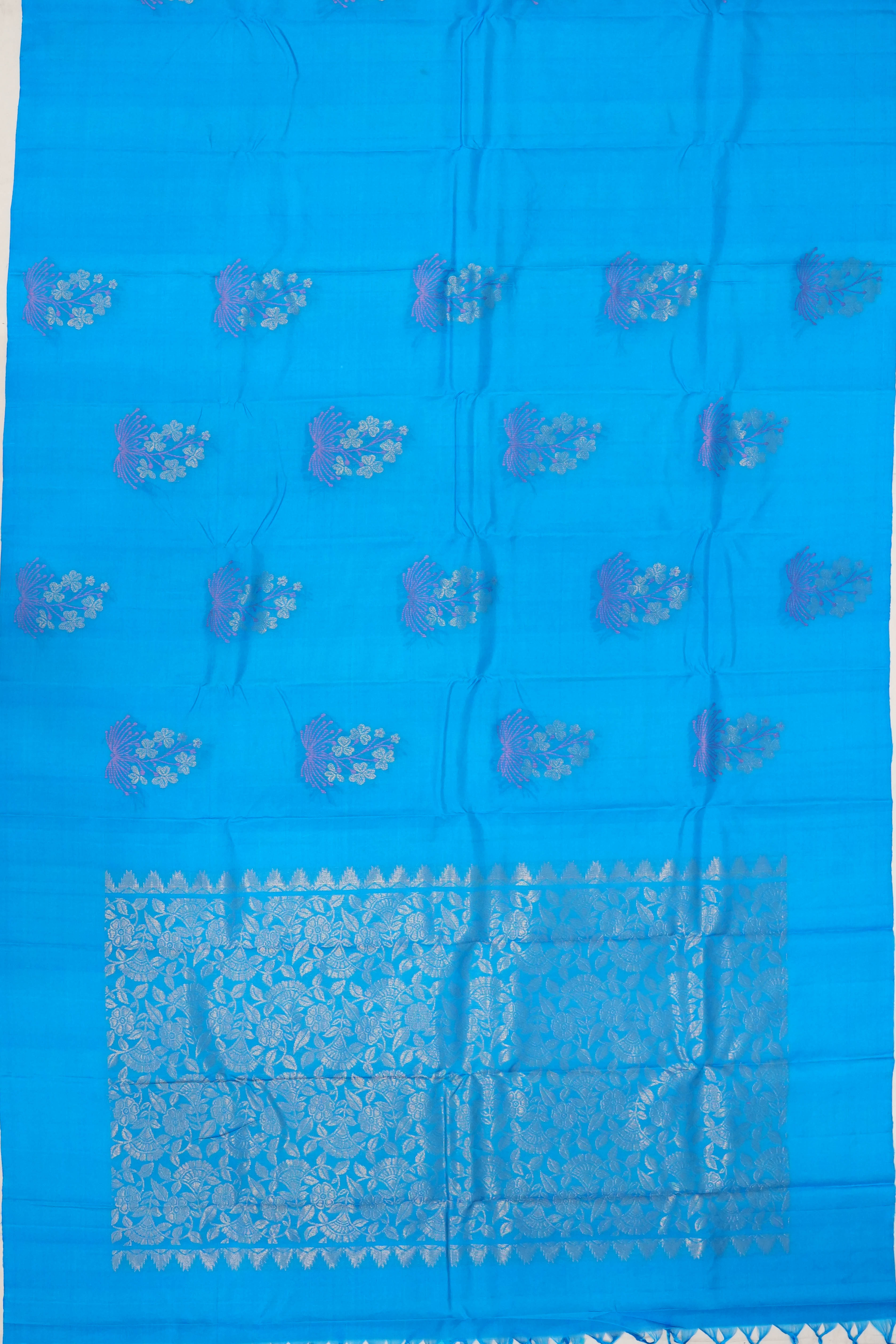 Soft Silk Butta Blue Saree