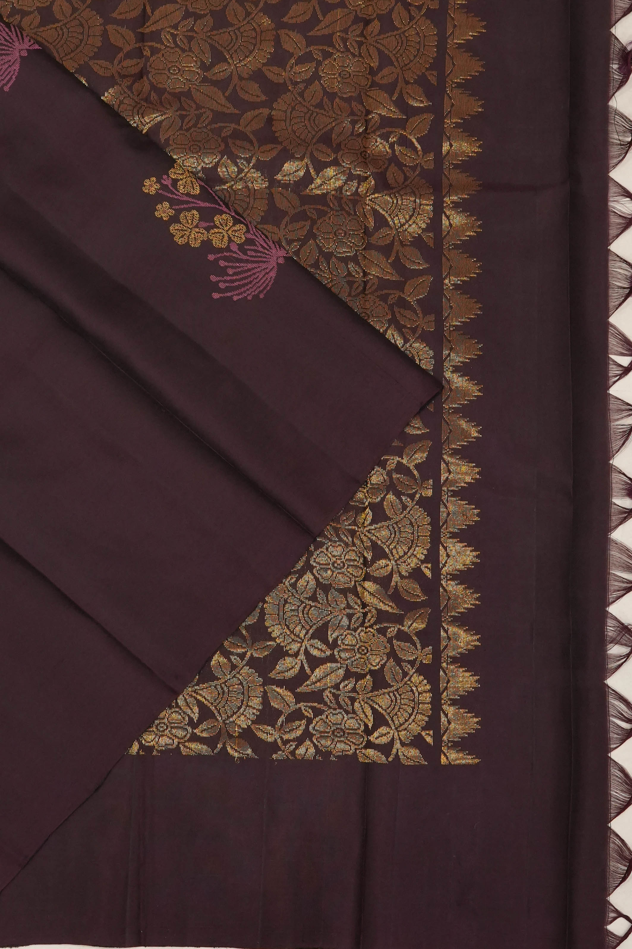 Soft Silk Butta Brown Saree