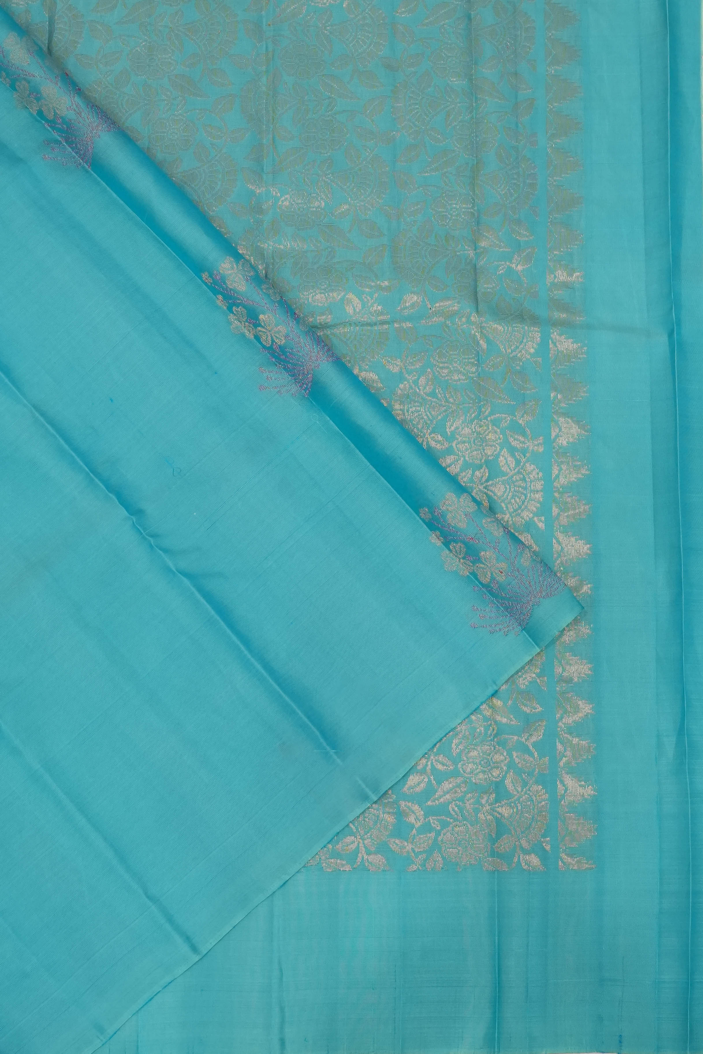 Soft Silk Butta Sky Blue Saree