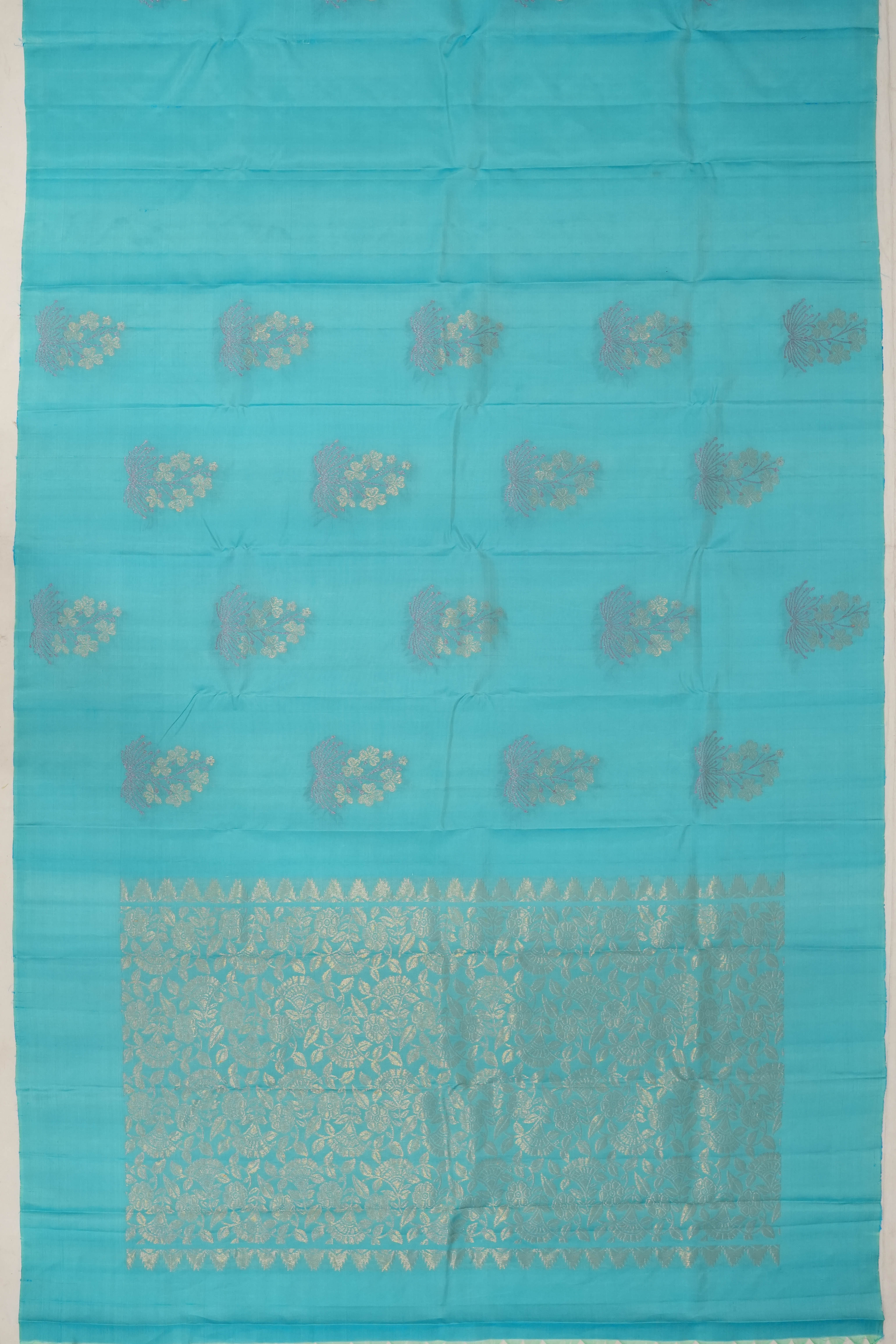 Soft Silk Butta Sky Blue Saree