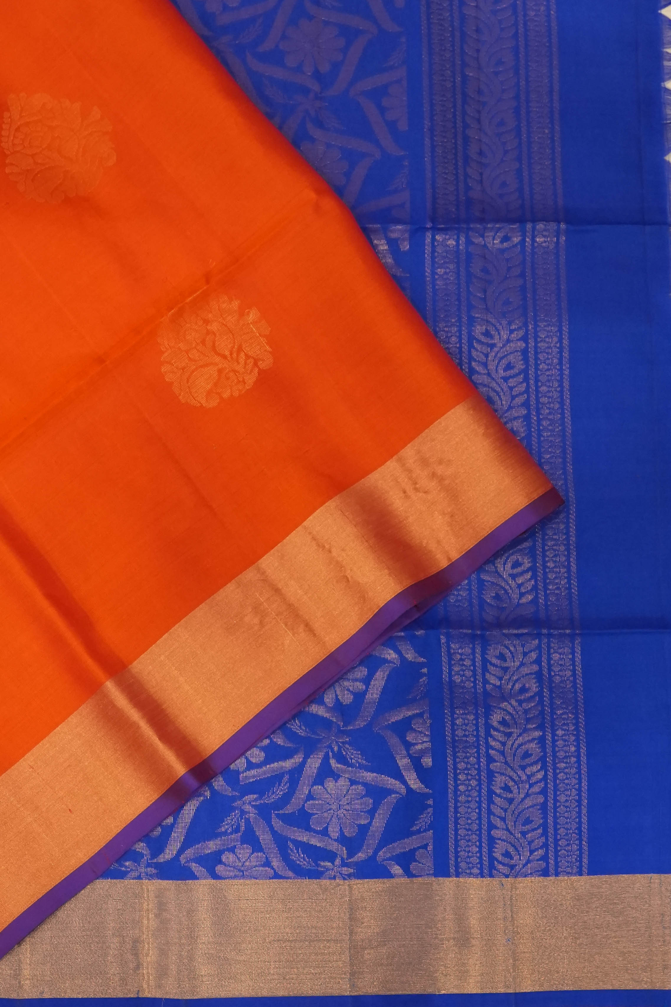 Soft Silk Butta Orange Saree