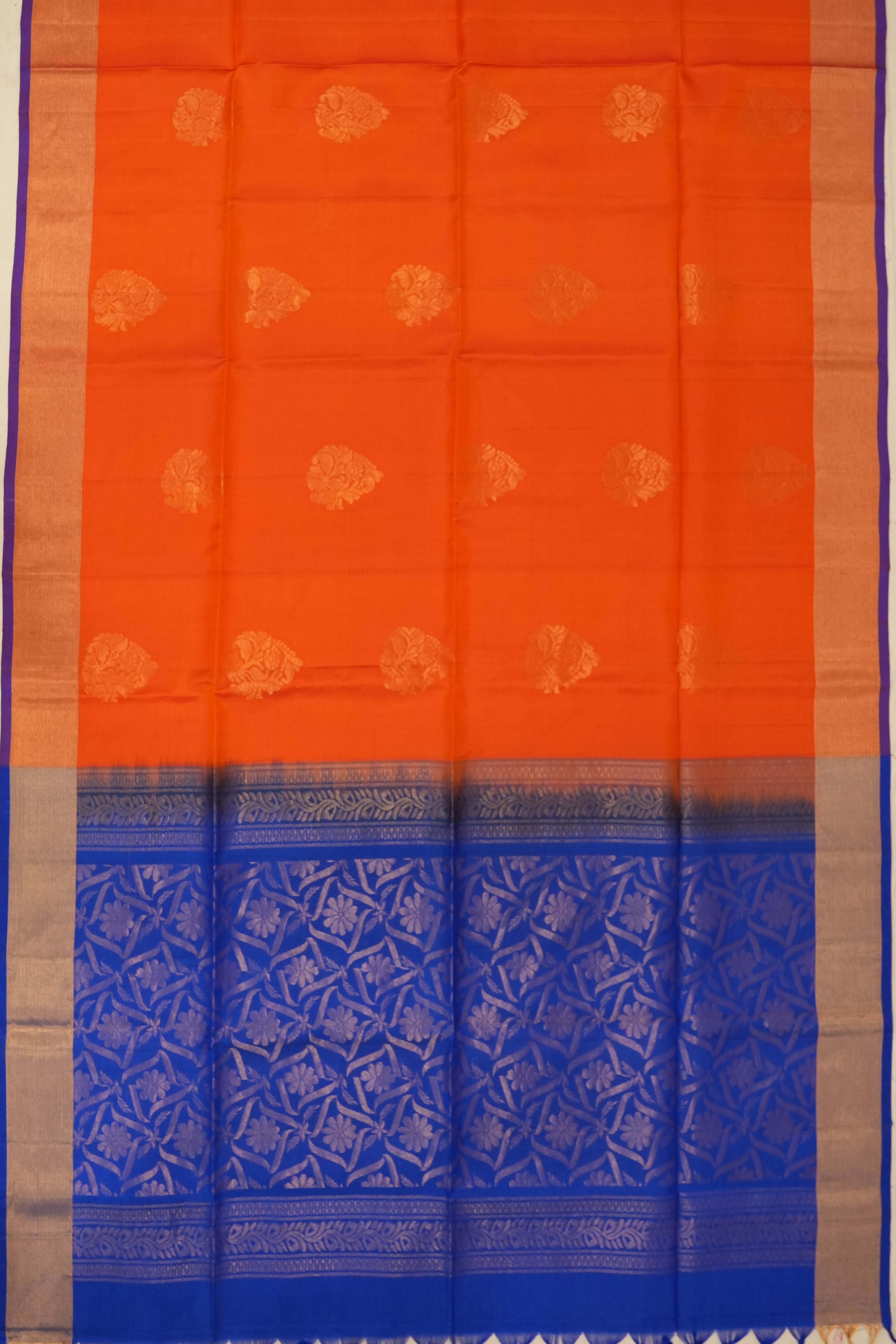 Soft Silk Butta Orange Saree