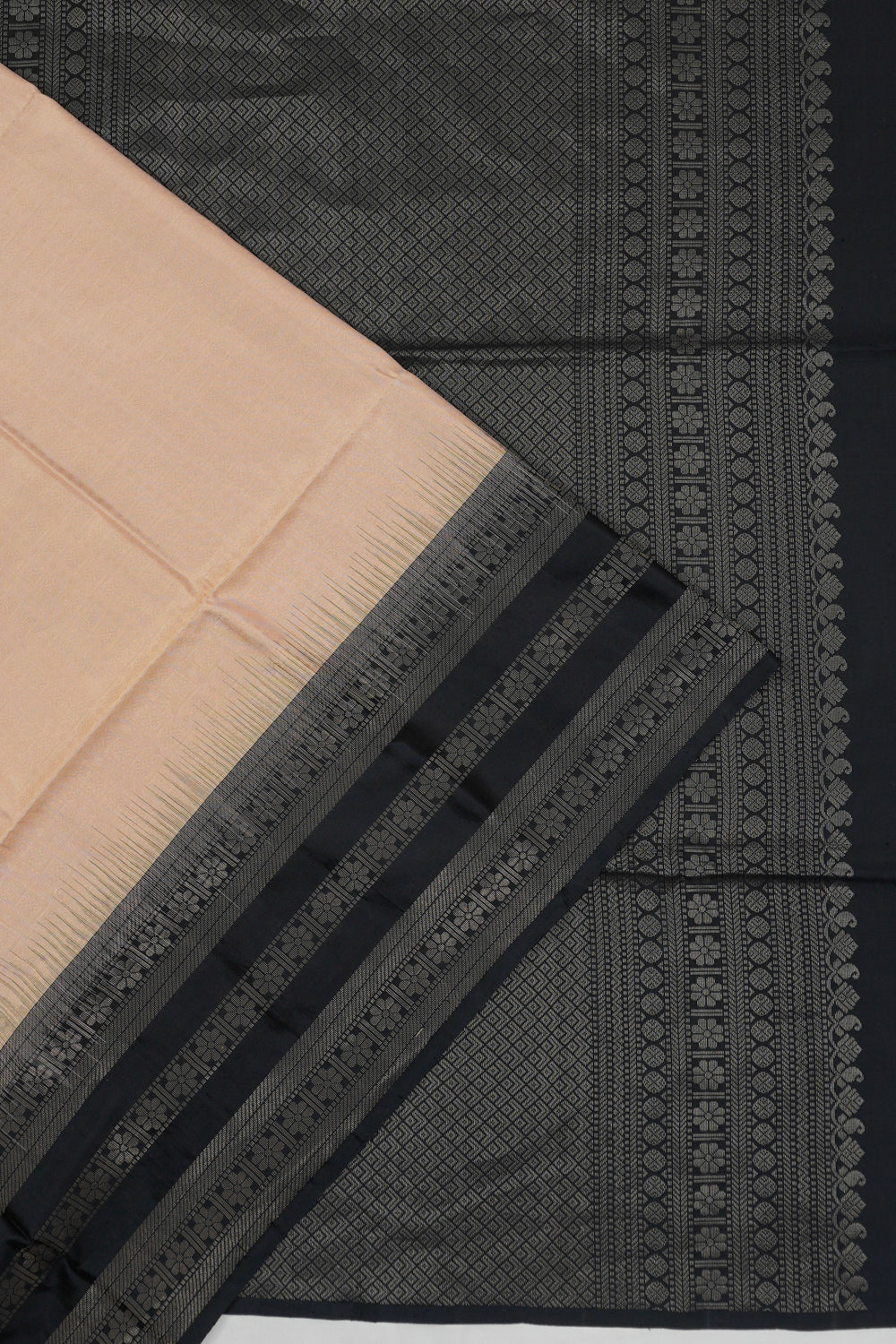 Soft Silk Plain Cream Saree