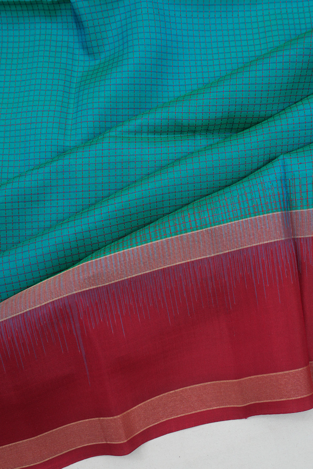 Soft Silk Checks Sky Blue Saree