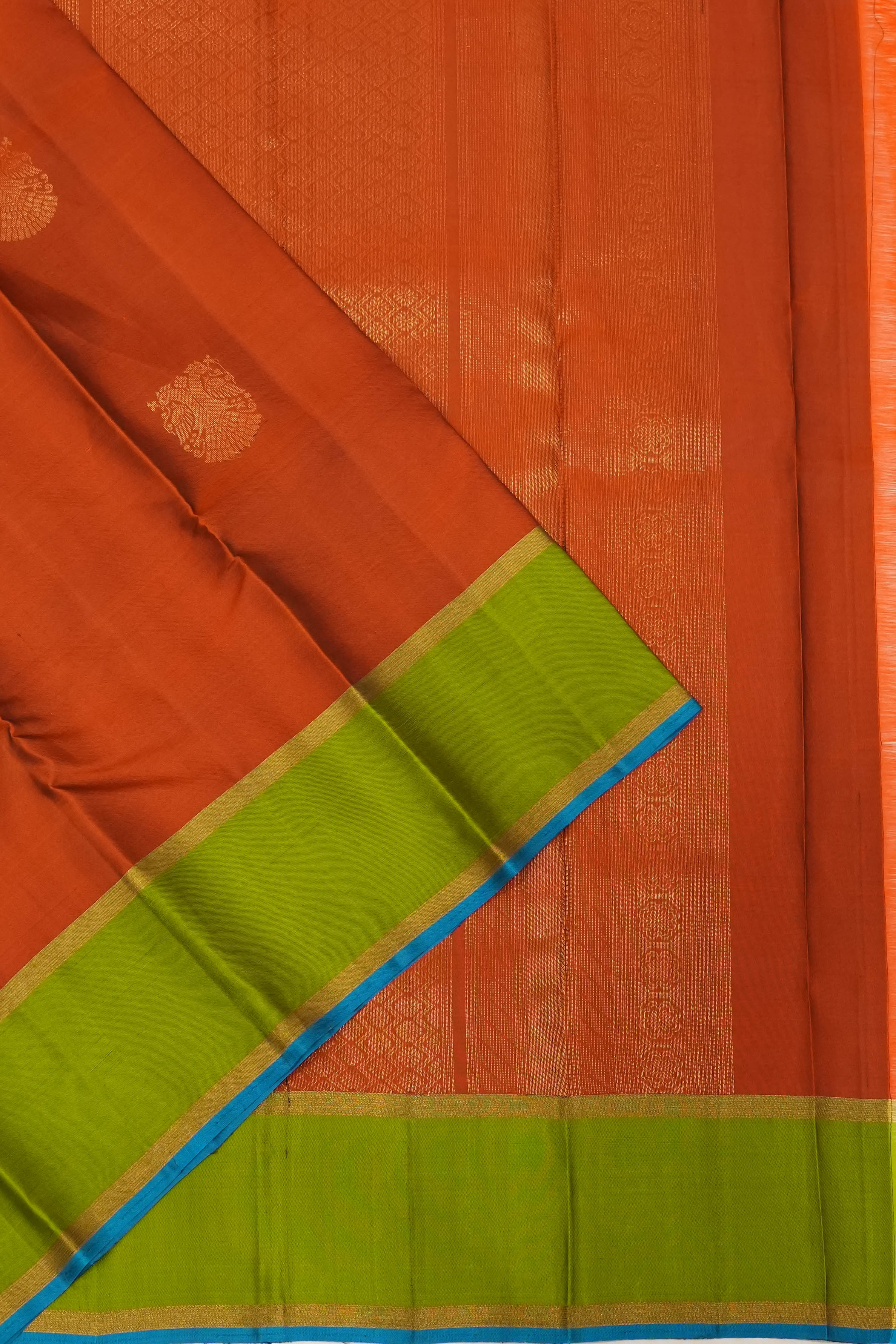 Soft Silk Butta Rust Orange Saree