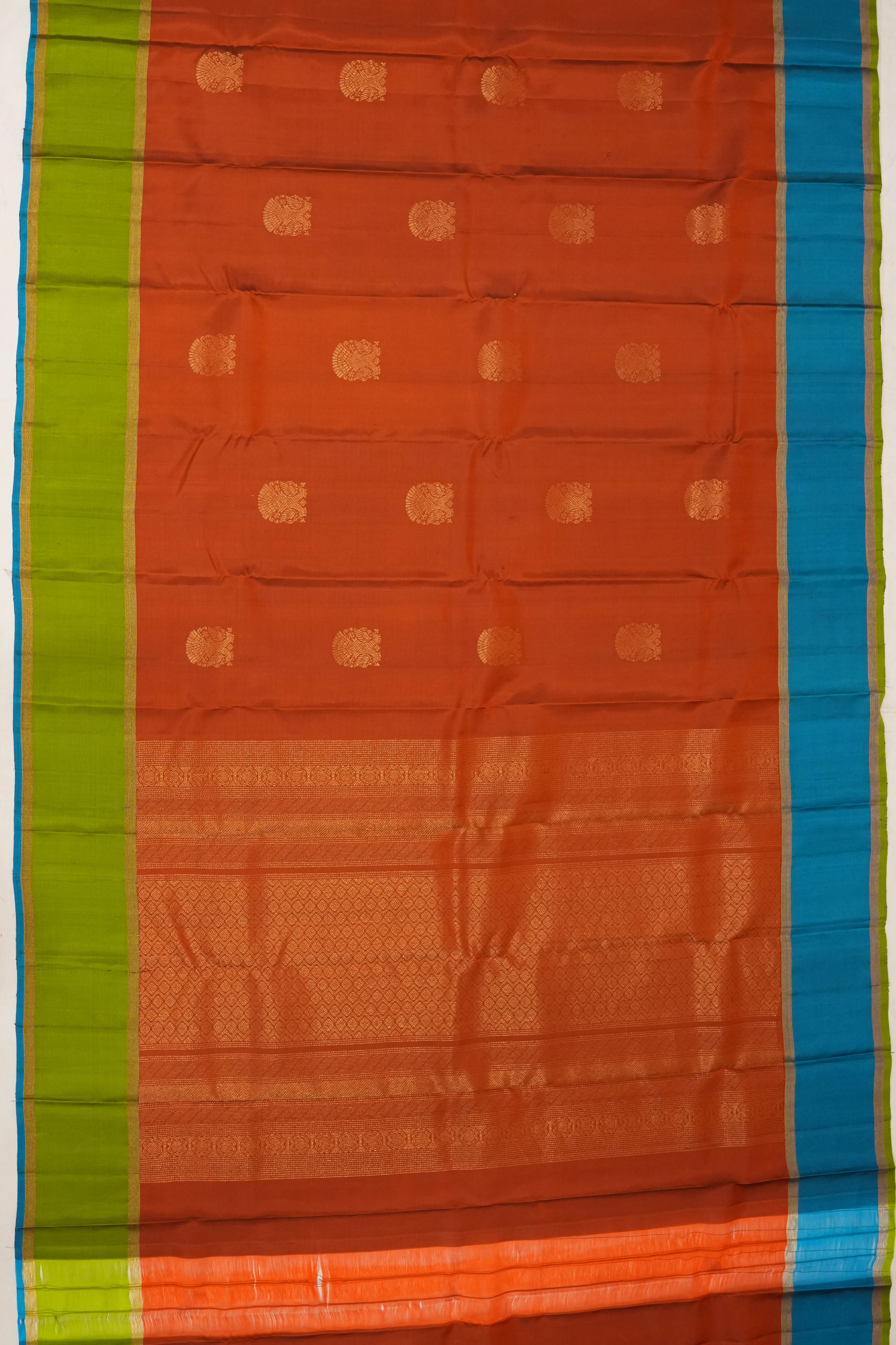 Soft Silk Butta Rust Orange Saree