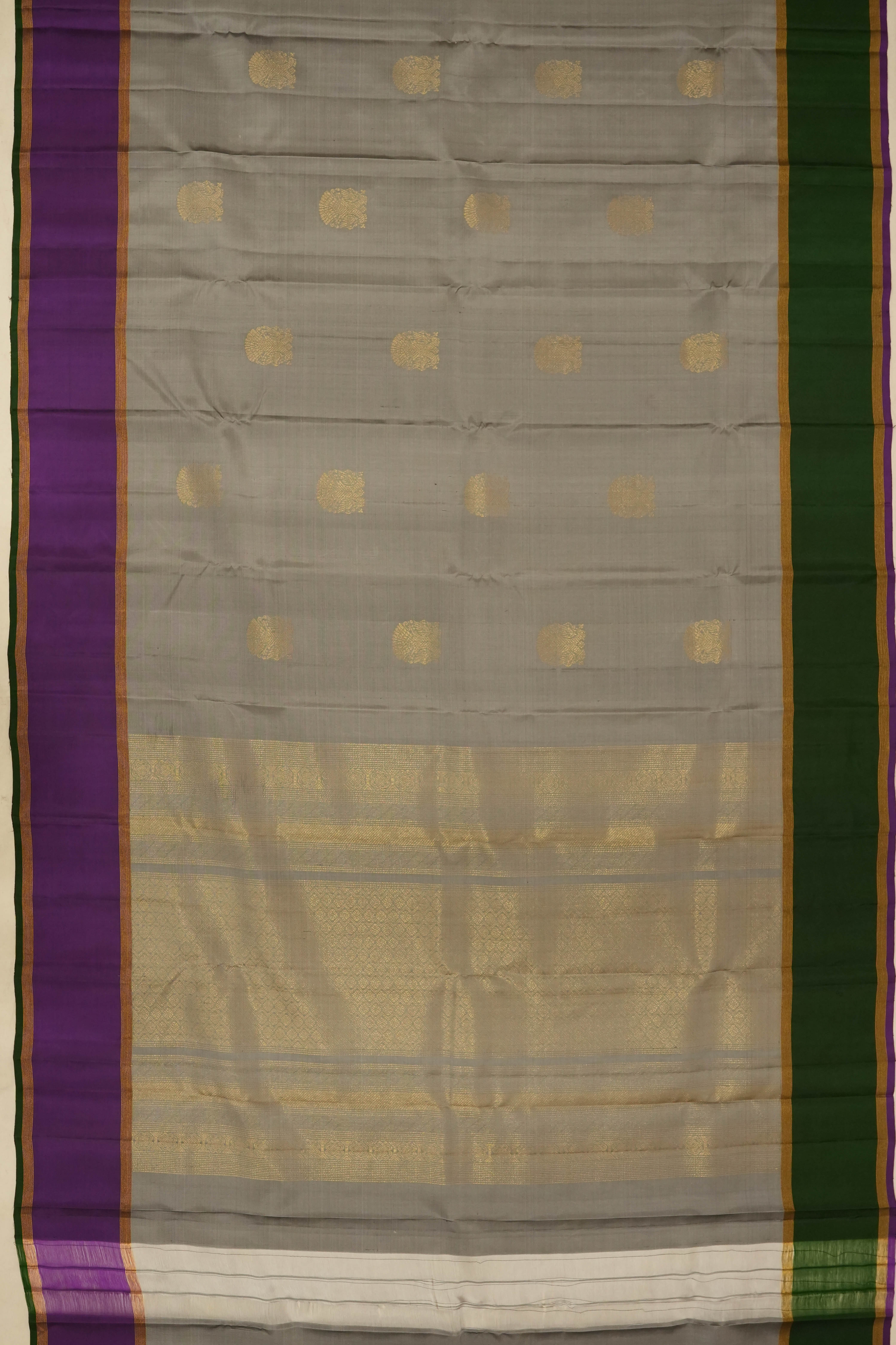 Soft Silk Butta Rust Grey Saree