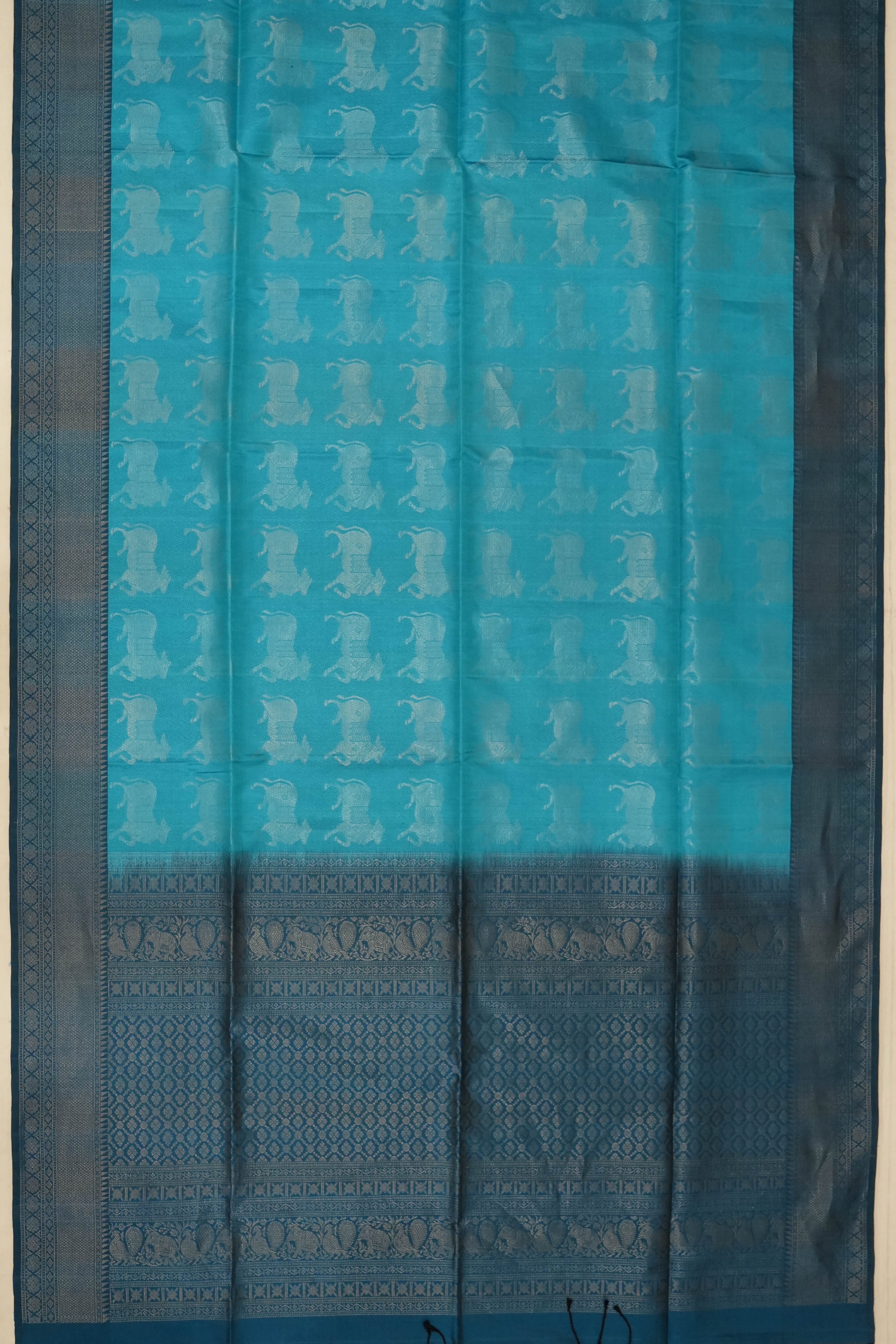 Soft Silk Butta Blue Saree