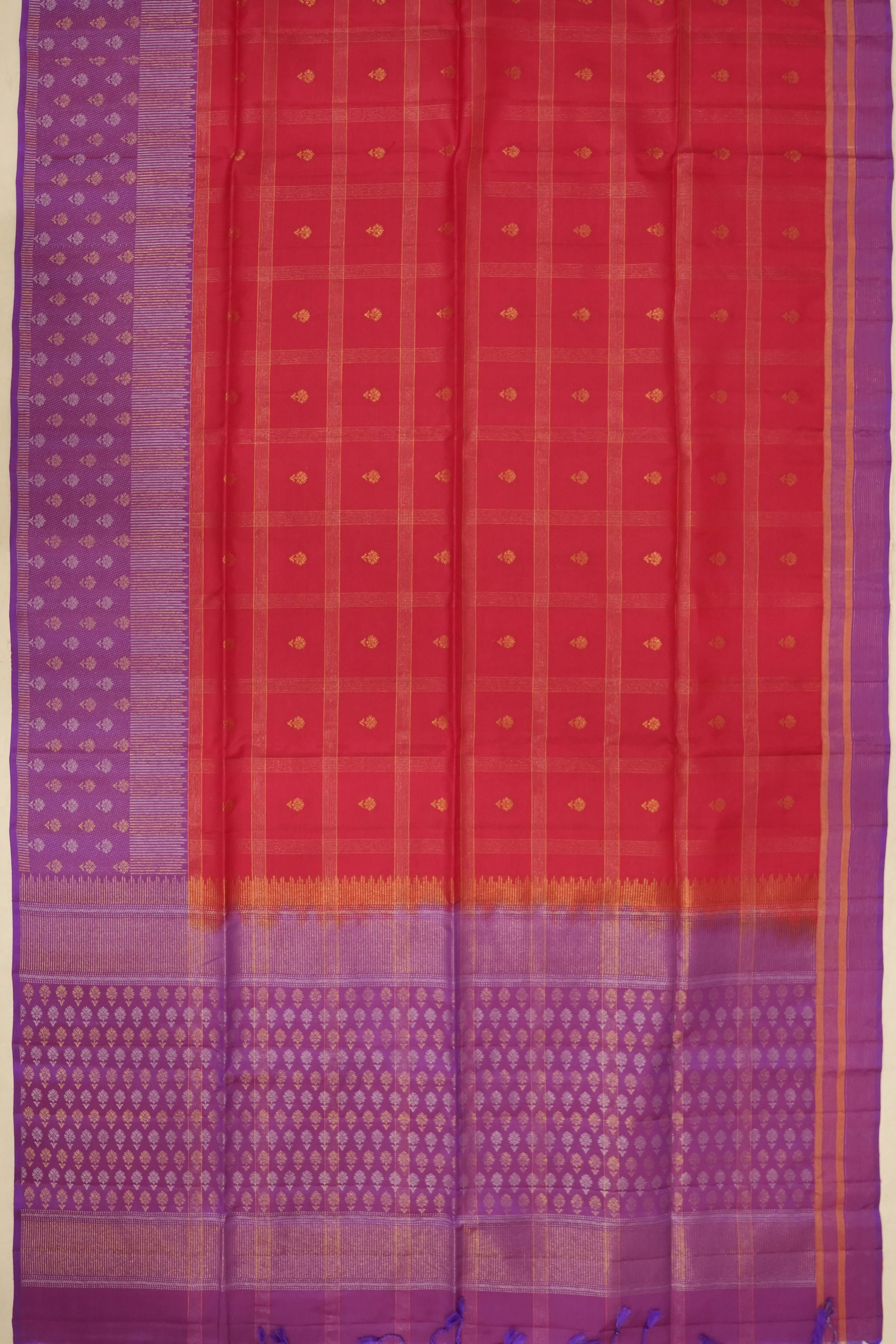 Soft Silk Checks And Butta Pink Saree