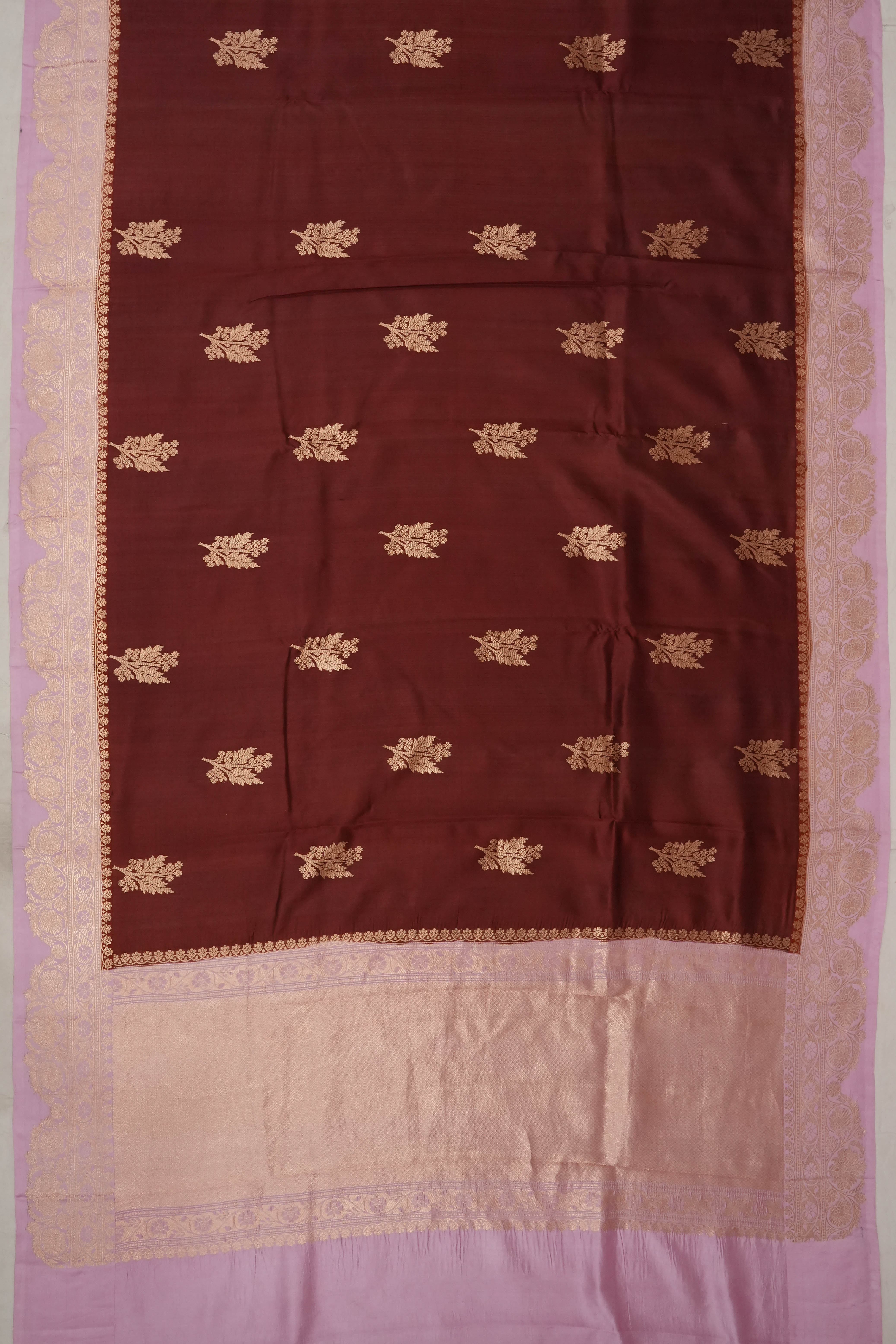 Vaanya Banaras Silk Butta Brown Saree