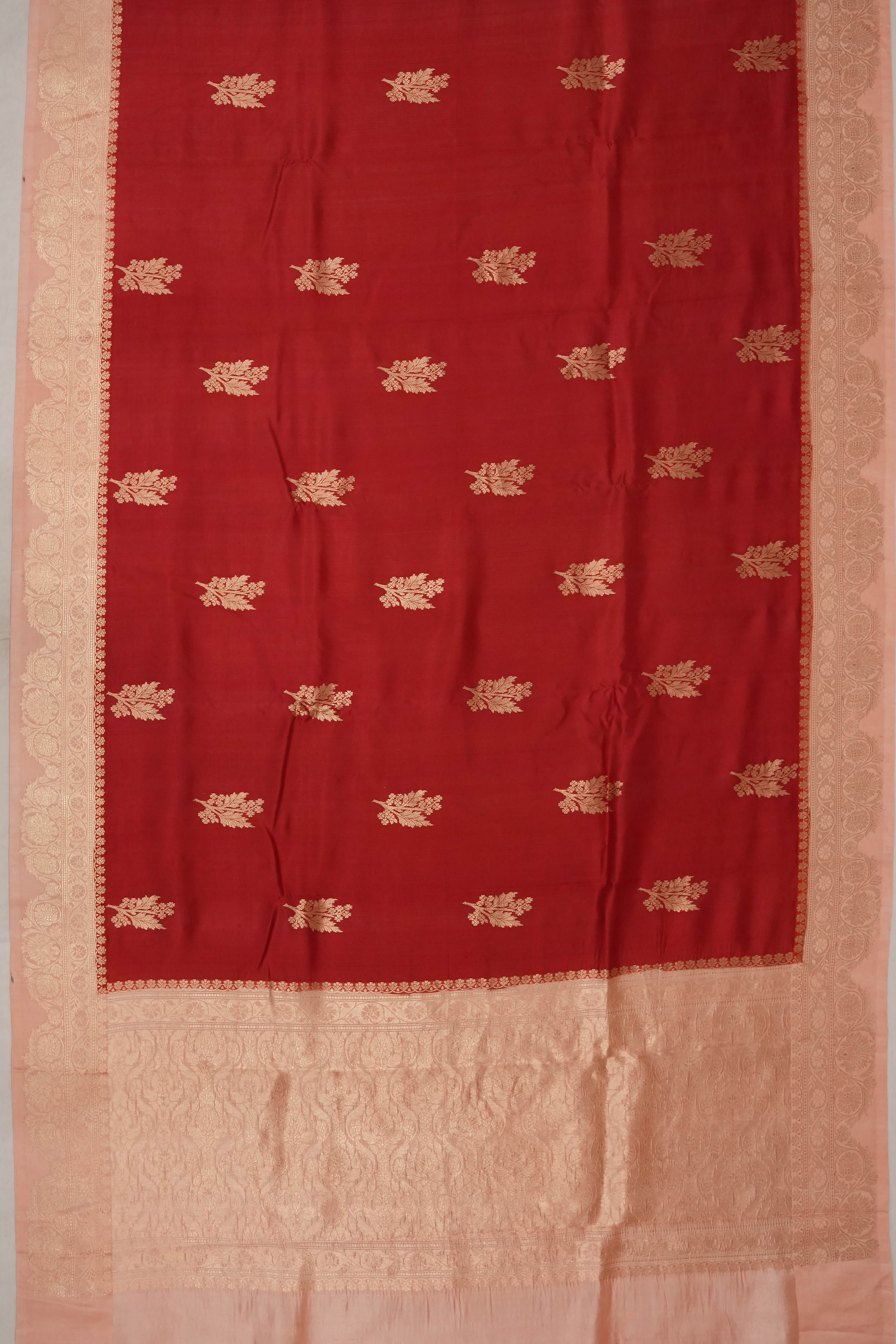 Vaanya Banaras Silk Butta Red Saree