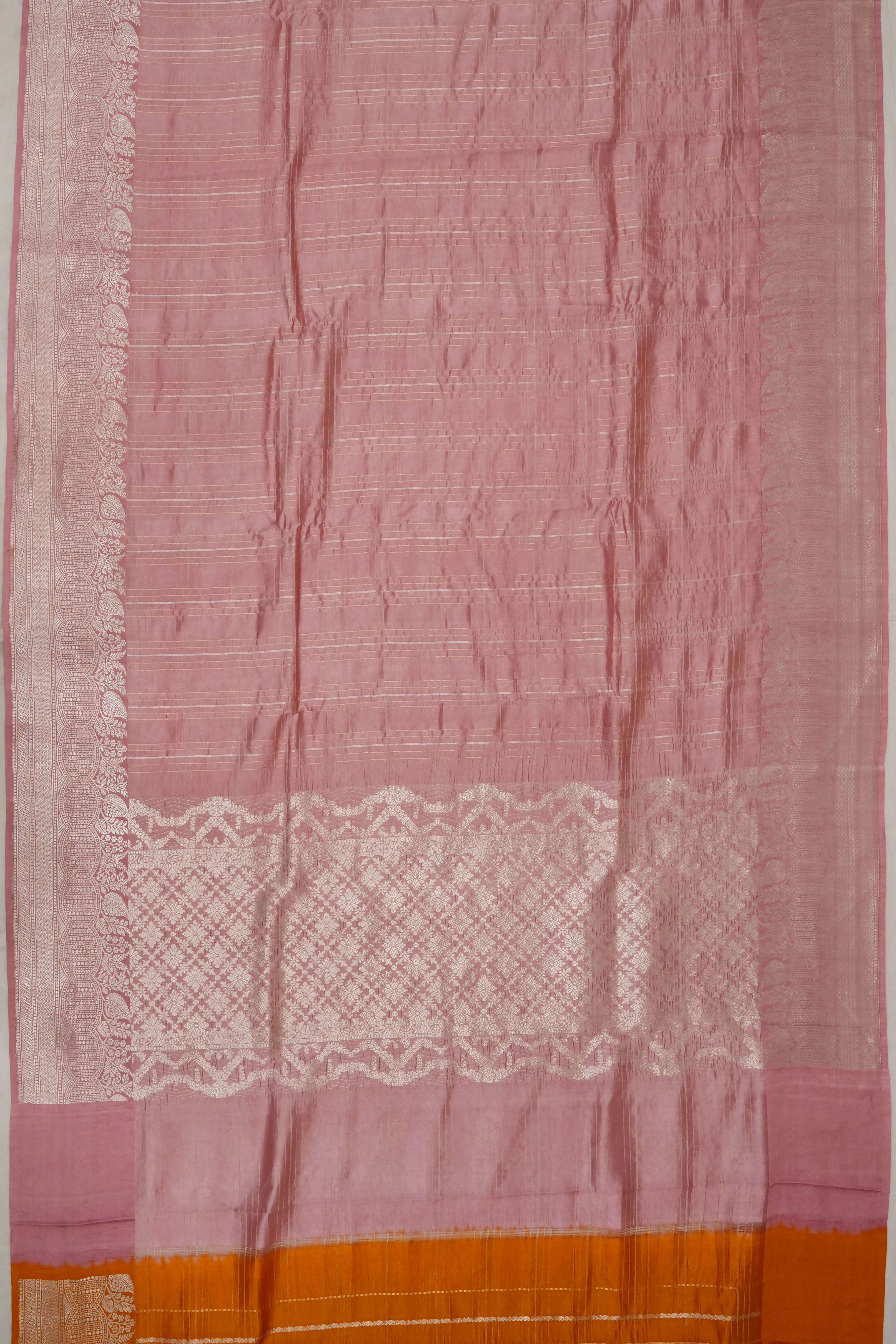 Vaanya Banaras Silk Checks Pink Saree