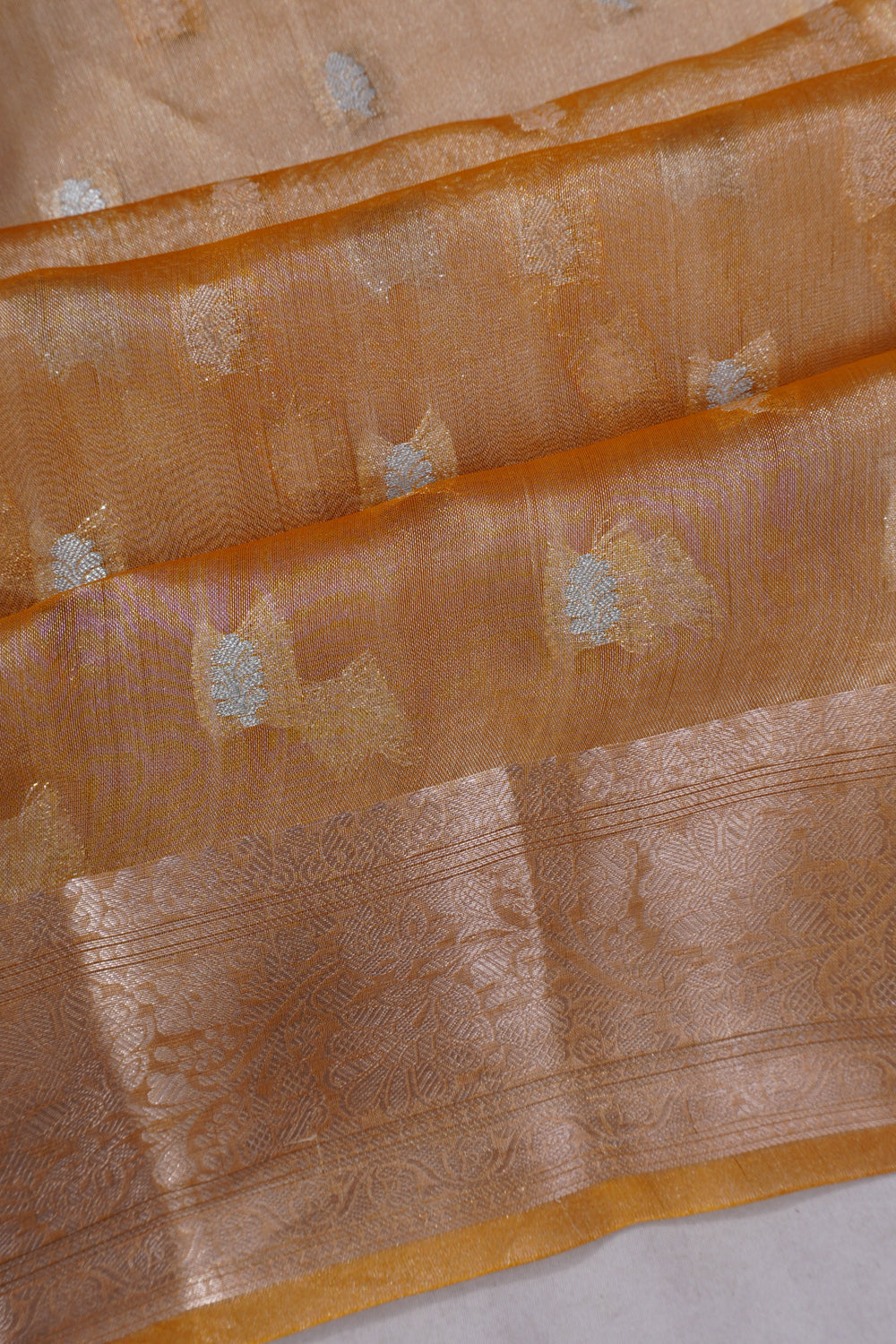Vaanya Banaras Kora Organza Butta Yellow Saree