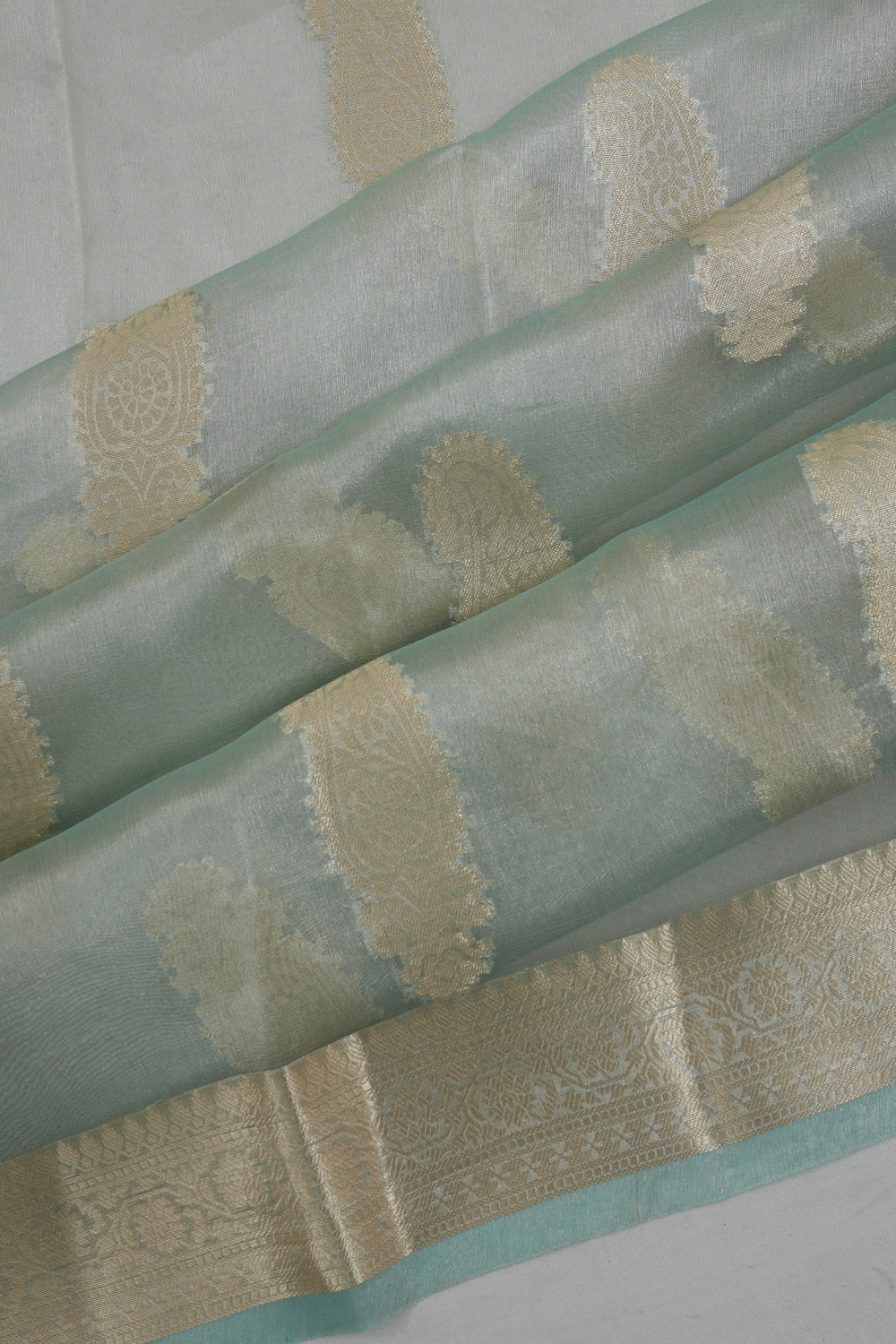 Vaanya Banaras Kora Organza Butta Pastel Blue Saree
