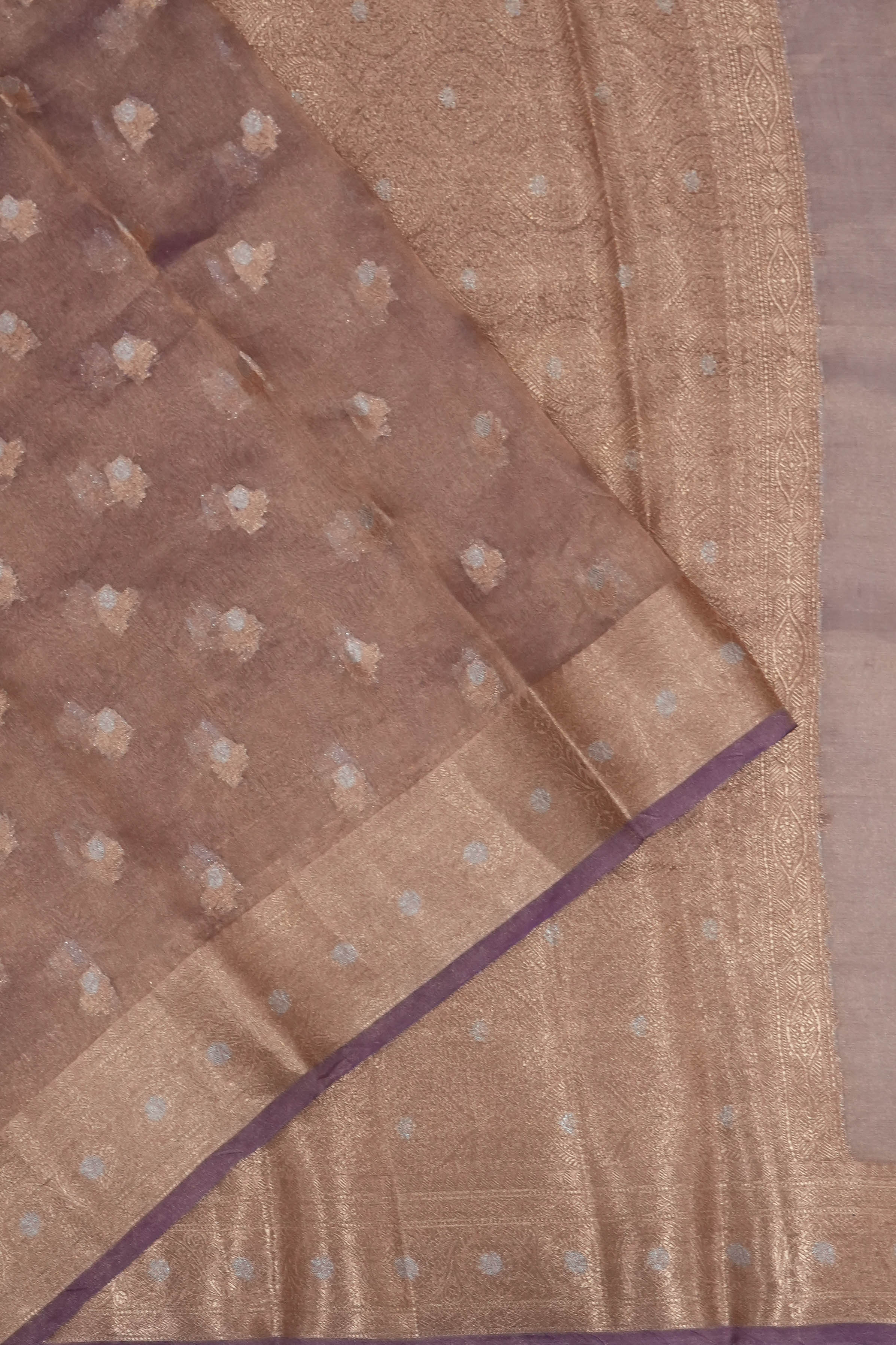 Organza Tissue Brocade Violet Saree
