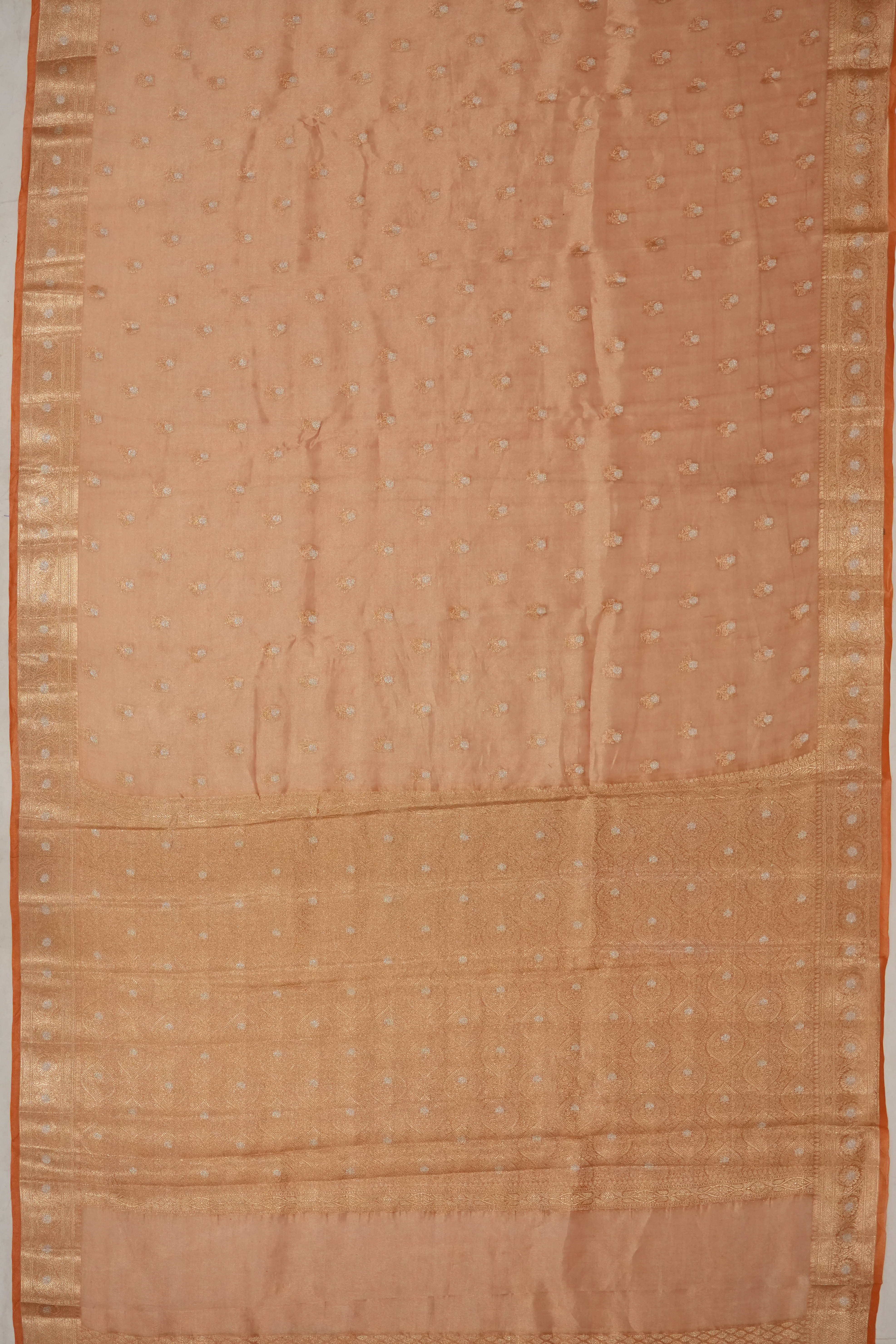 Organza Tissue Brocade Orange Saree