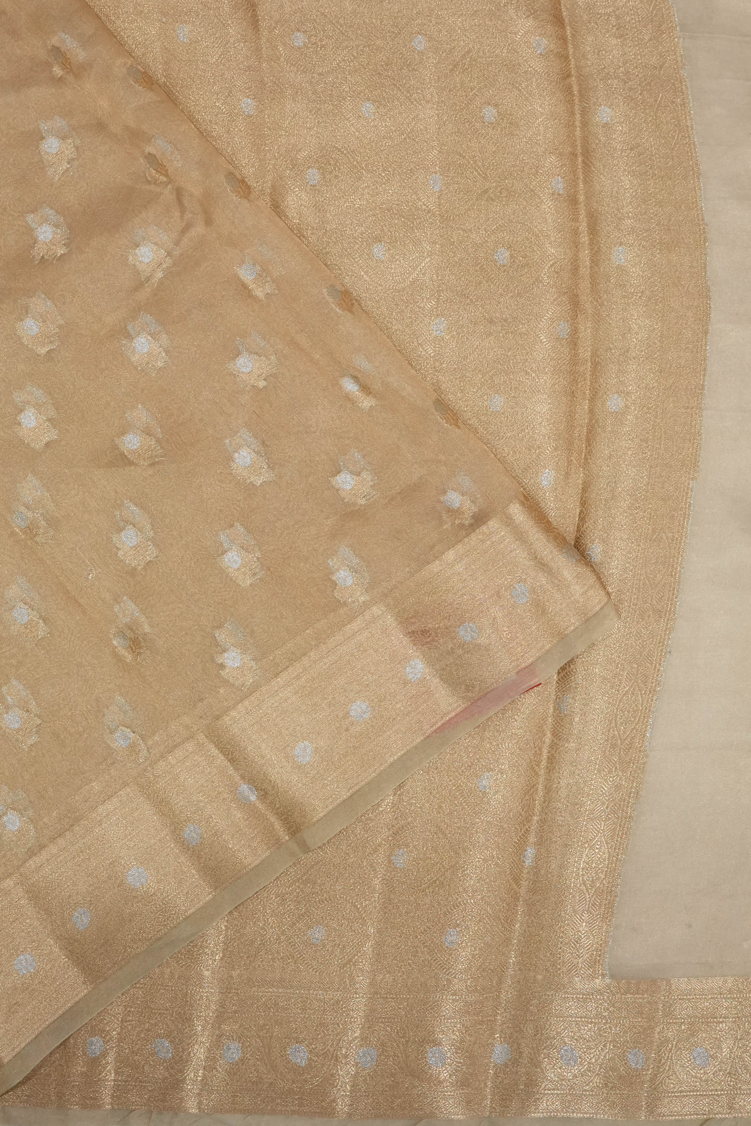 Organza Tissue Brocade Beige Saree