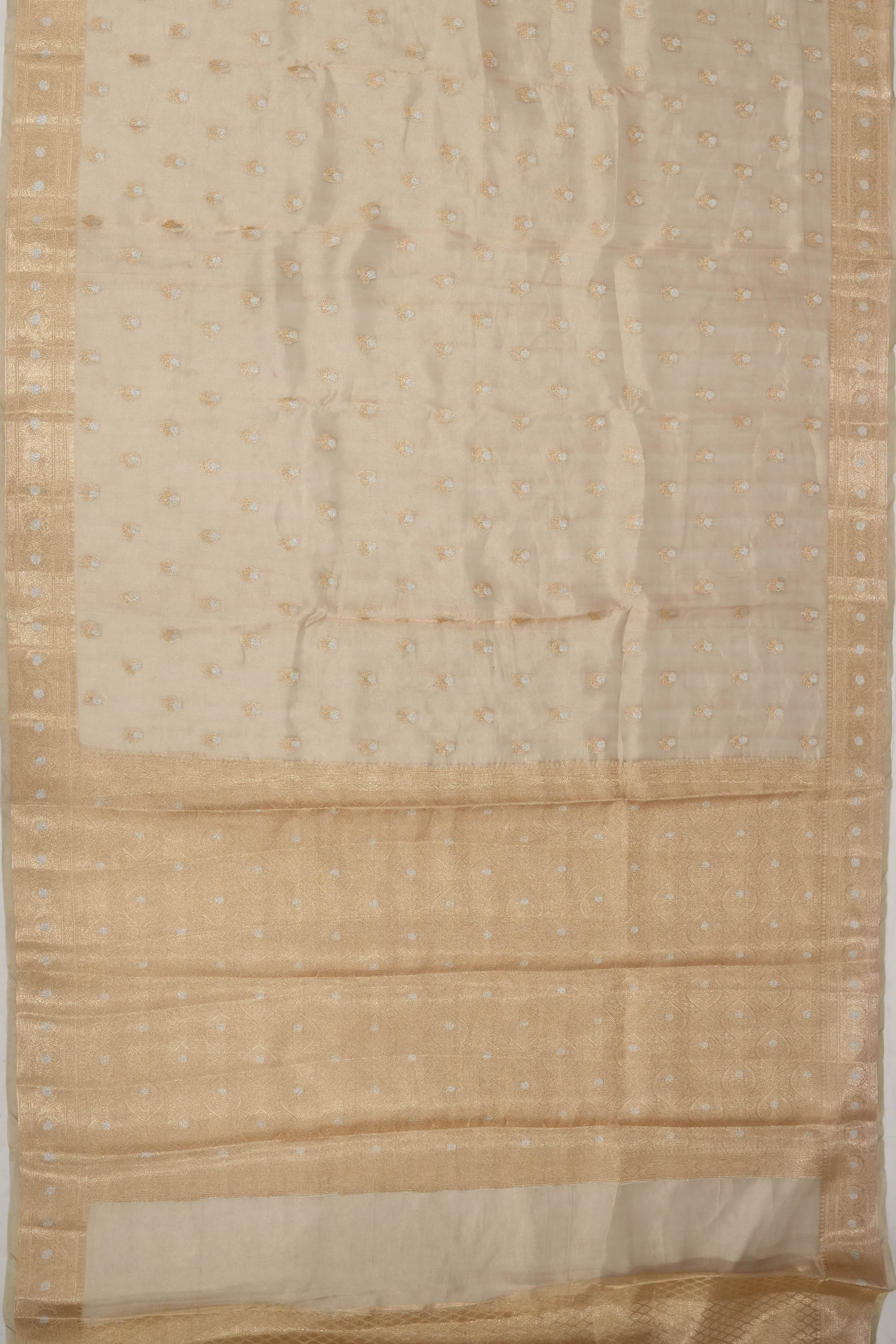 Organza Tissue Brocade Beige Saree